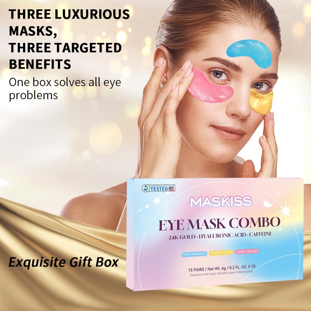 Maskiss Under Eye Patches - 3 Colors Vegan Eye Mask Set (24 Pairs)
