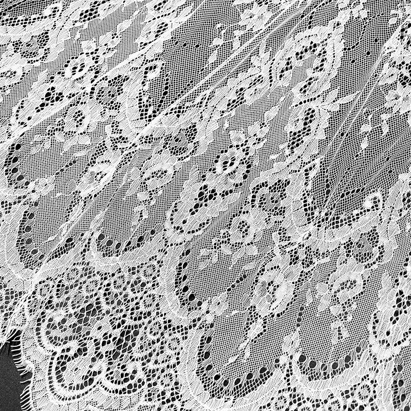 Eyelash Lace Fabric Black White Embroidered Wedding Dress Lace 1.5x3m