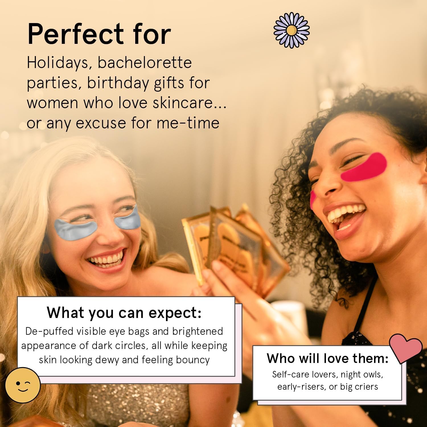 grace & stella Pink Under Eye Mask - 24 Pairs - Vegan Gel Patches for Dark Circles, Puffy Eyes & Wrinkles