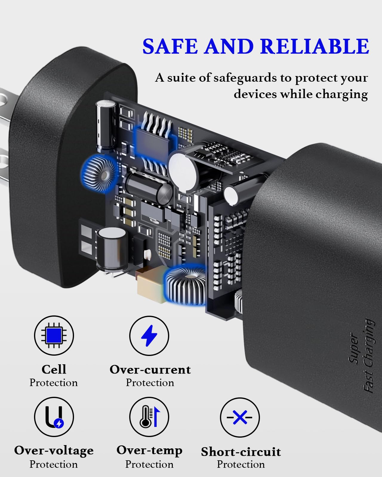 25W Type C Charger Fast Charging 10 ft, USB C Charger Block & Android Phone Chargers Cord 10 Foot for Galaxy S25 Ultra/S25/S25+/S24 Ultra/S24/S24+/S23/S22 Ultra