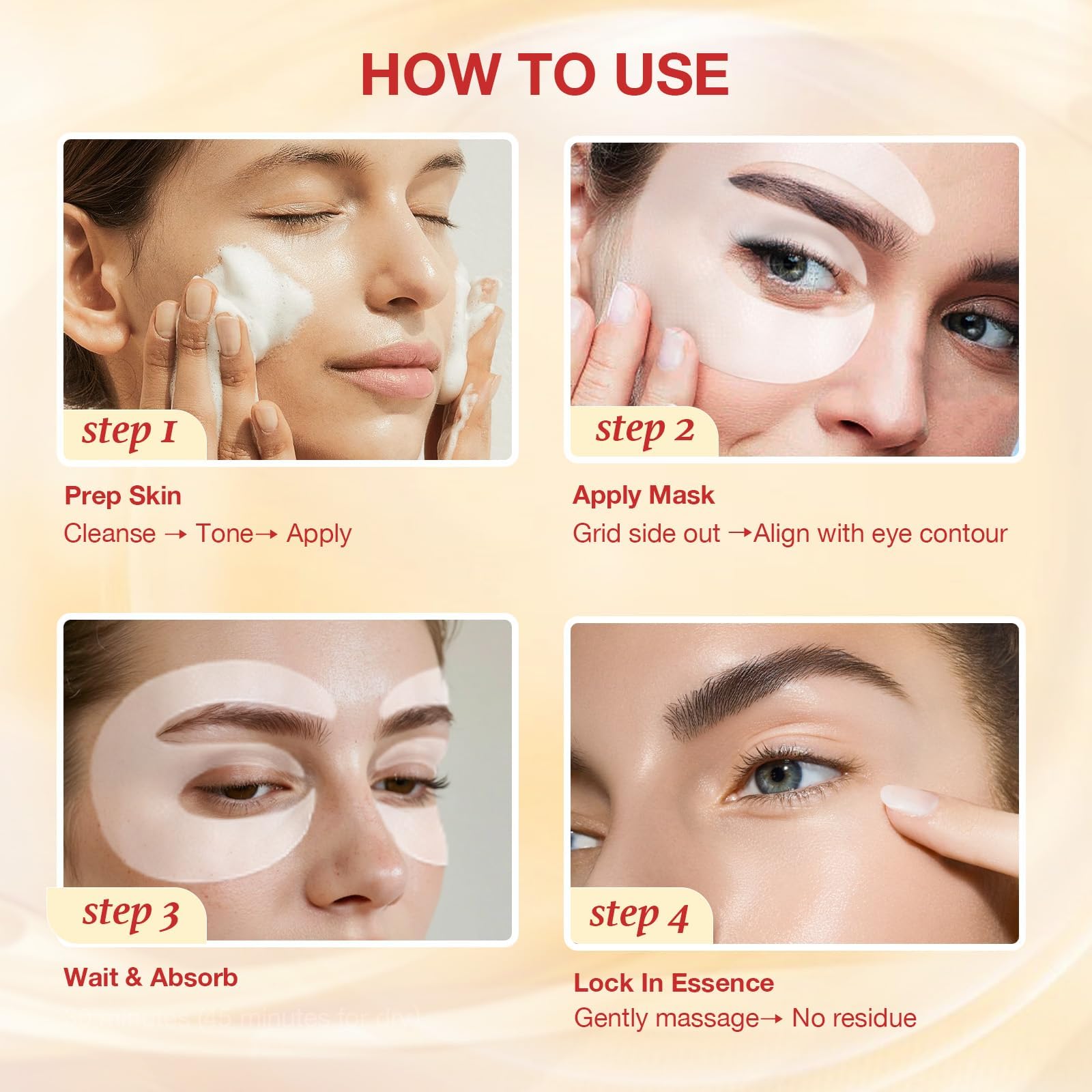GONIM 360° Fit Under Eye Patches - Eye Mask with Collagen Peptide, PDRN & Retinol - Caffeine & Niacinamide Patches for Puffy Eyes & Dark Circles (8 Pairs)