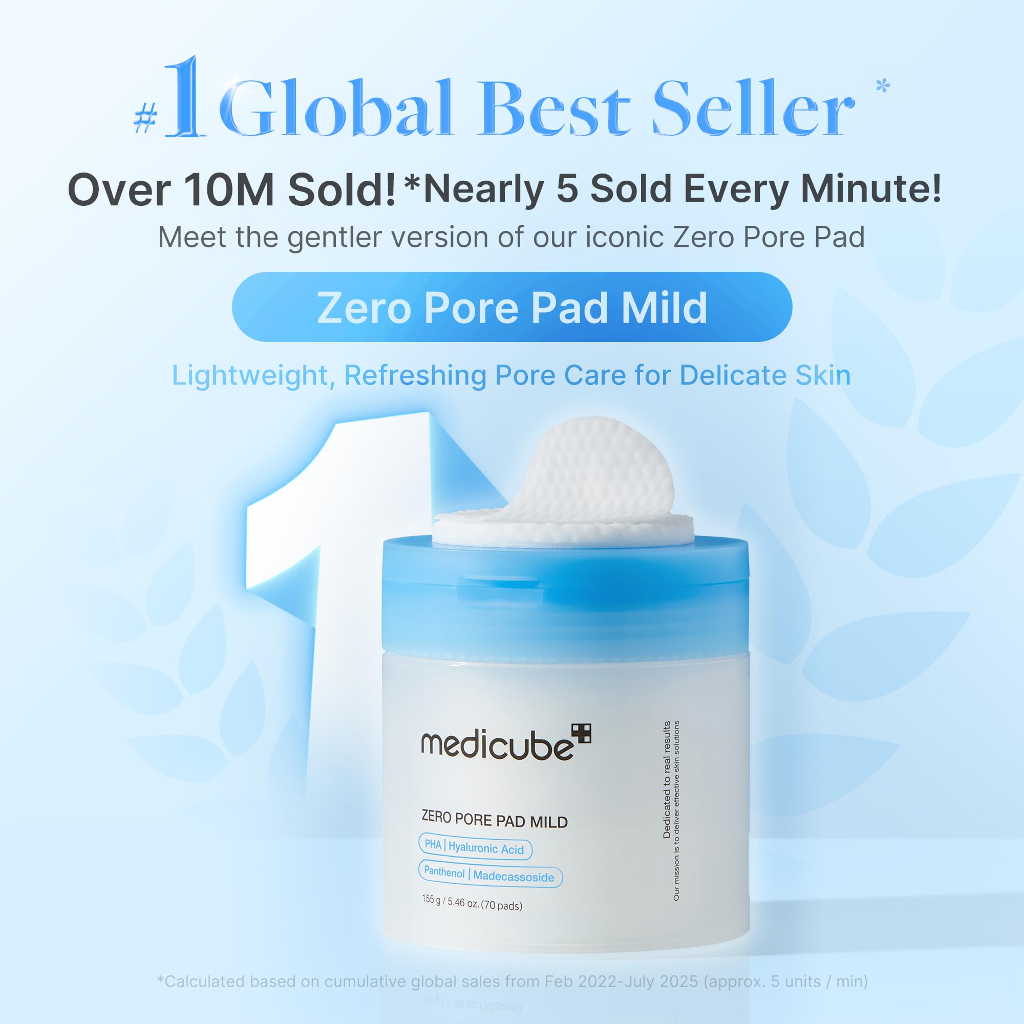 medicube Toner Pads Zero Pore Pad Mild 2.0 | Gentle Calming Toner Pad for Exfoliation, Minimizing Pores & Blackhead Removal with PHA | Ideal for All Skin Types | Korean Skin Care, 70 Pads (1 Pack)