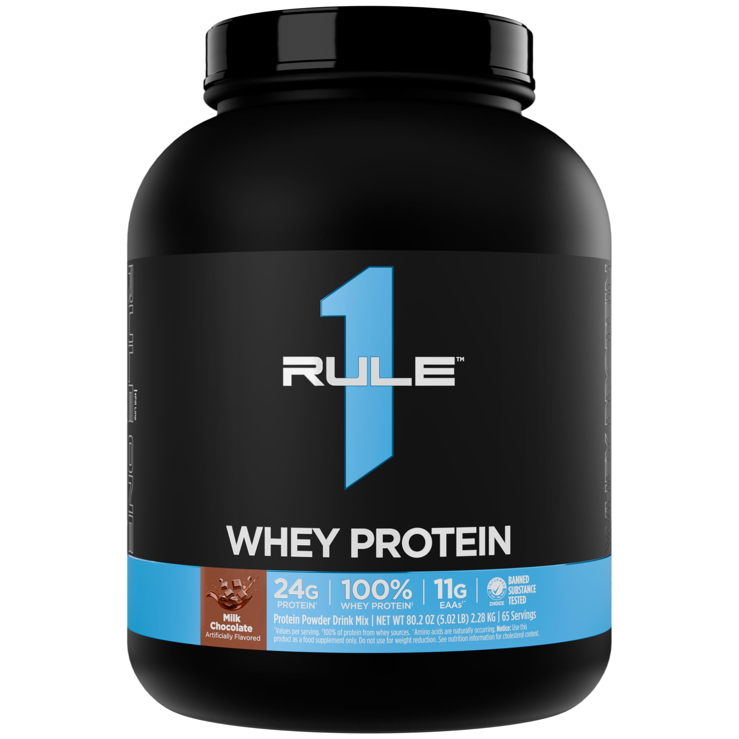 Rule 1 Proteins Whey Protein – 24g Fast-Acting Protein from All-Whey Sources with Naturally Occurring EAAs & BCAAs for Workout Recovery or Anytime Use (5 Pounds, Milk Chocolate)