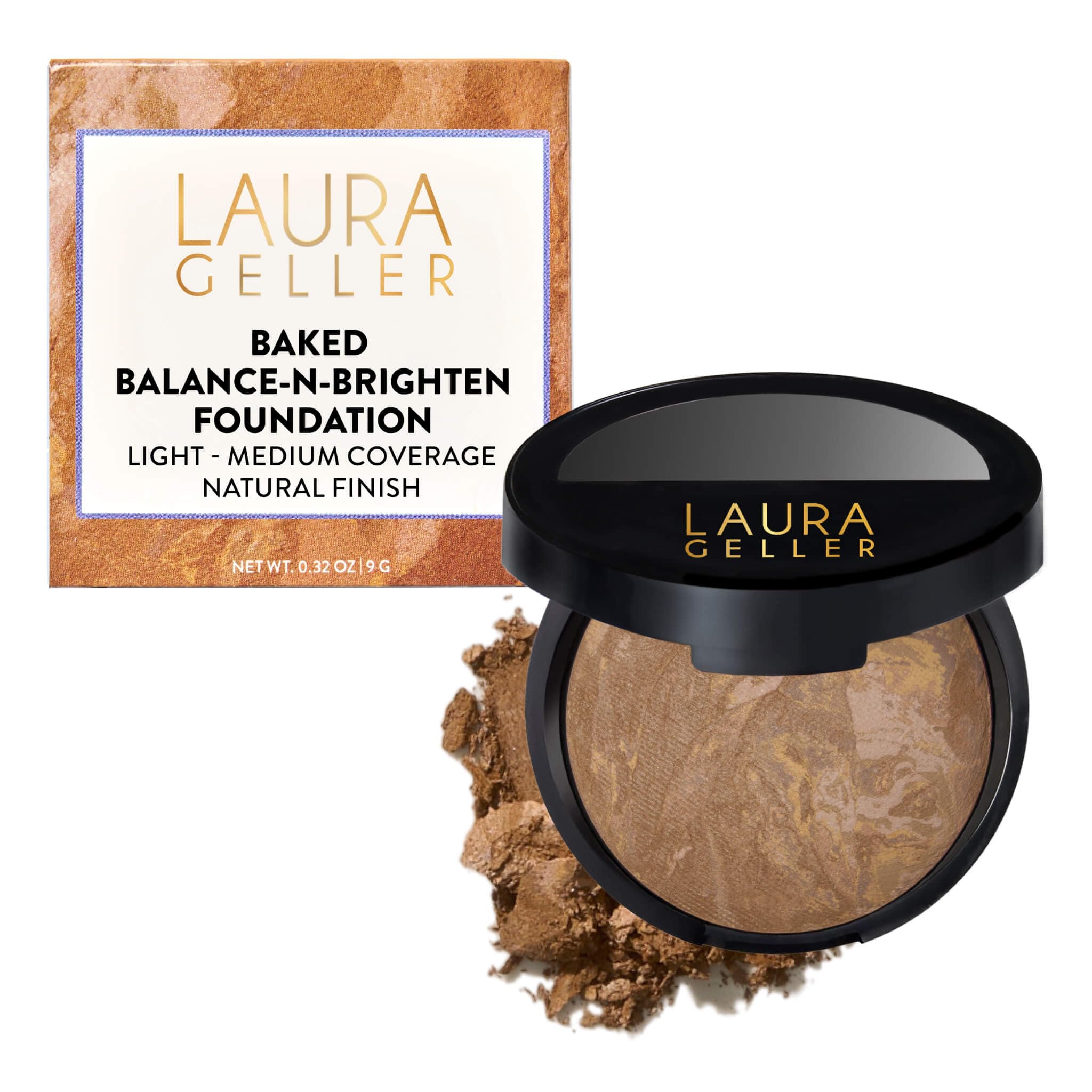 LAURA GELLER NEW YORK Award-Winning Baked Balance-n-Brighten Color Correcting Powder Foundation – Handmade in Italy – Buildable Coverage, Matte Finish – For Mature & Sensitive Skin – 06 Sand