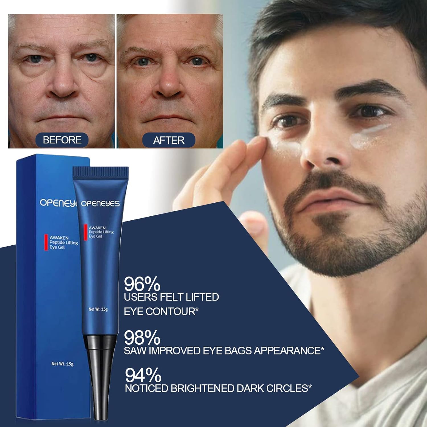 AKARY Awaken Peptide Depuffing Eye Gel - Firming & Hydrating (1.0 oz)