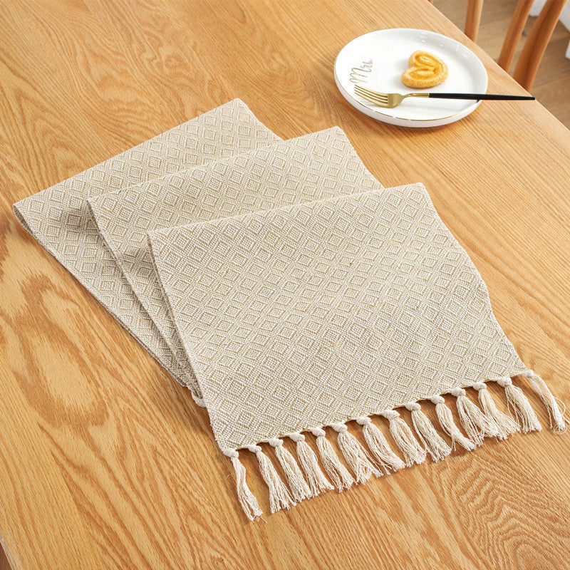 Cotton Linen Table Runner Woven Minimalist Dining Table Decor Boho Style