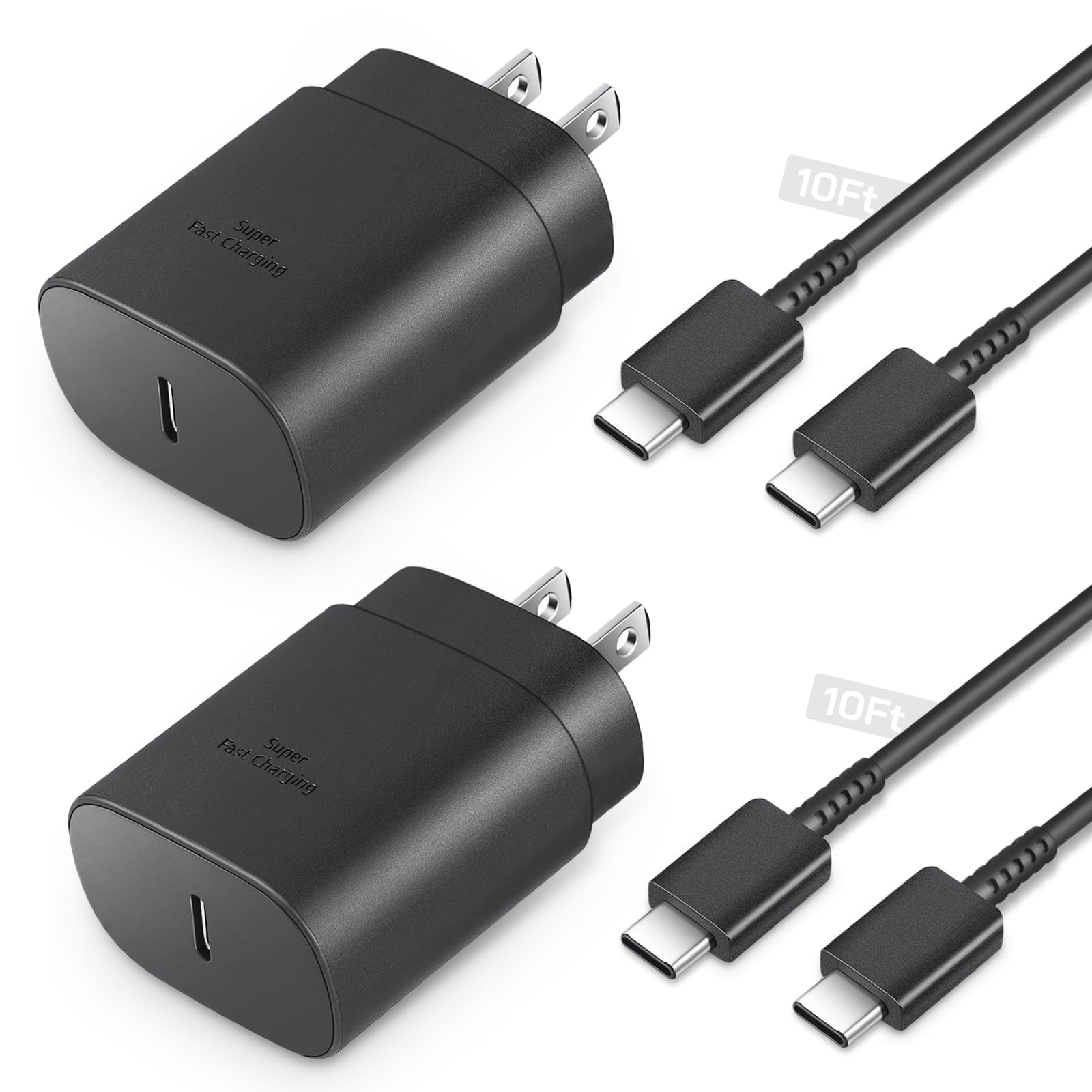 25W Type C Charger Fast Charging 10 ft, USB C Charger Block & Android Phone Chargers Cord 10 Foot for Galaxy S25 Ultra/S25/S25+/S24 Ultra/S24/S24+/S23/S22 Ultra