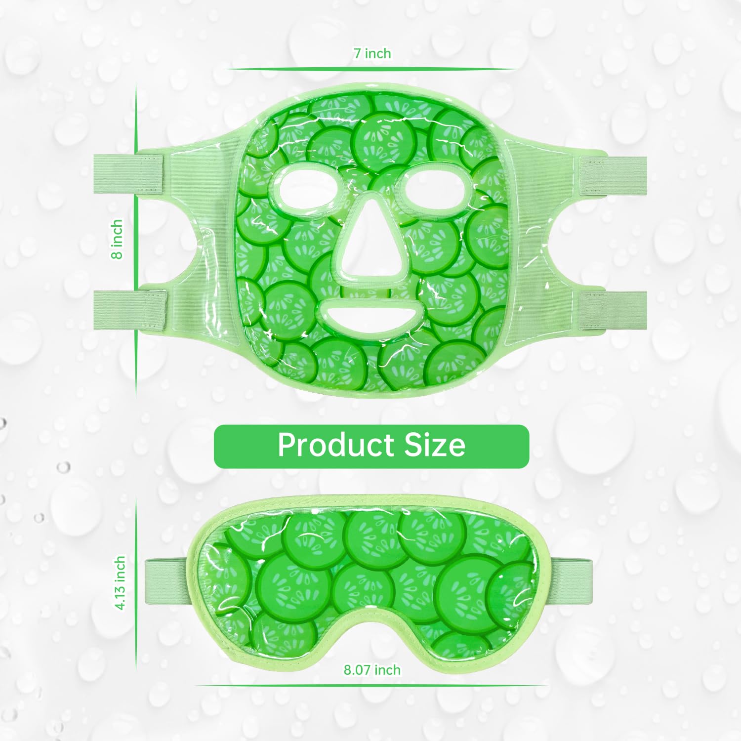 ZNÖCUETÖD Eye & Face Ice Mask (Cucumber Green) – Refreshing Gel Pack for Puffy Eyes, Dark Circles, Migraines & Sinus Relief | Soft Plush Backing