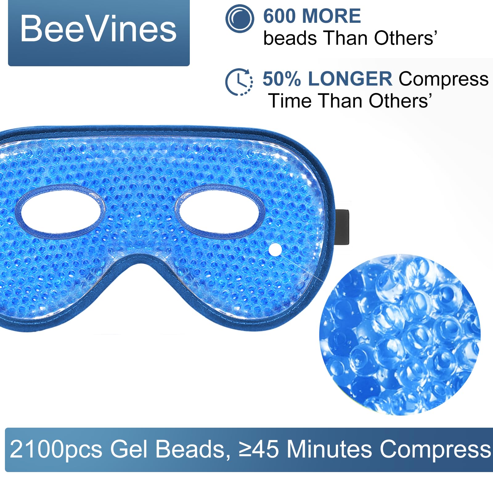 BeeVines XL Jumbo Gel Eye Mask – Cooling & Warming 2-Pack (Navy Blue)