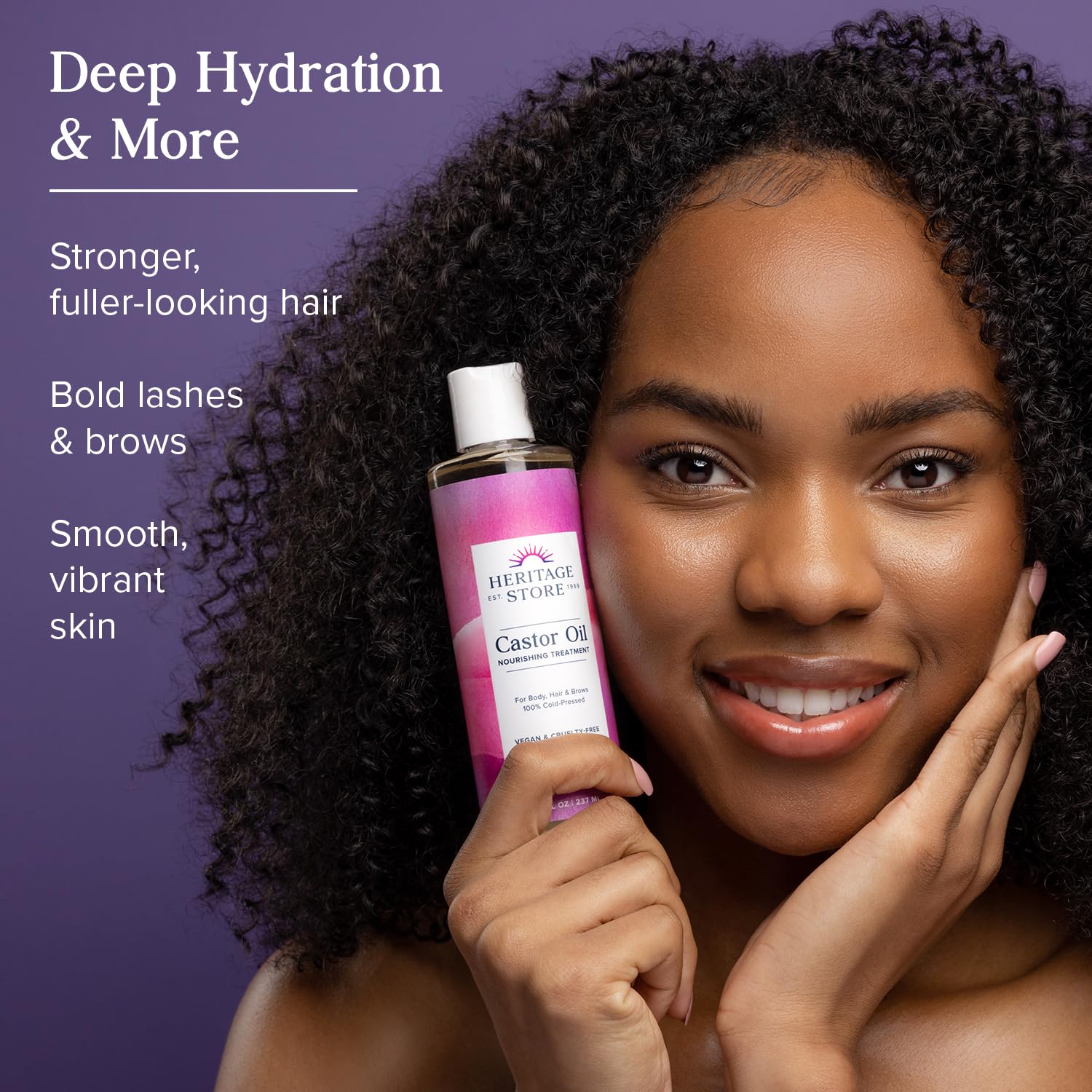 HERITAGE STORE Castor Oil Nourishing Hair Treatment - Deep Hydration for Healthy Hair Care, Skin Care, Eyelashes and Brows, Castor Oil Packs - Cold Pressed, Hexane Free, Vegan, 60-Day Guarantee, 4oz