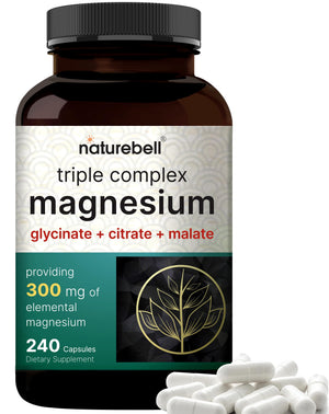 Triple Complex Magnesium Supplement, 240 Capsules | Magnesium Glycinate 500mg 
