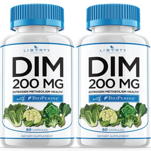 Liberty Lifestyle DIM Supplement 200mg - DIM Diindolylmethane Plus BioPerine - Estrogen Balance