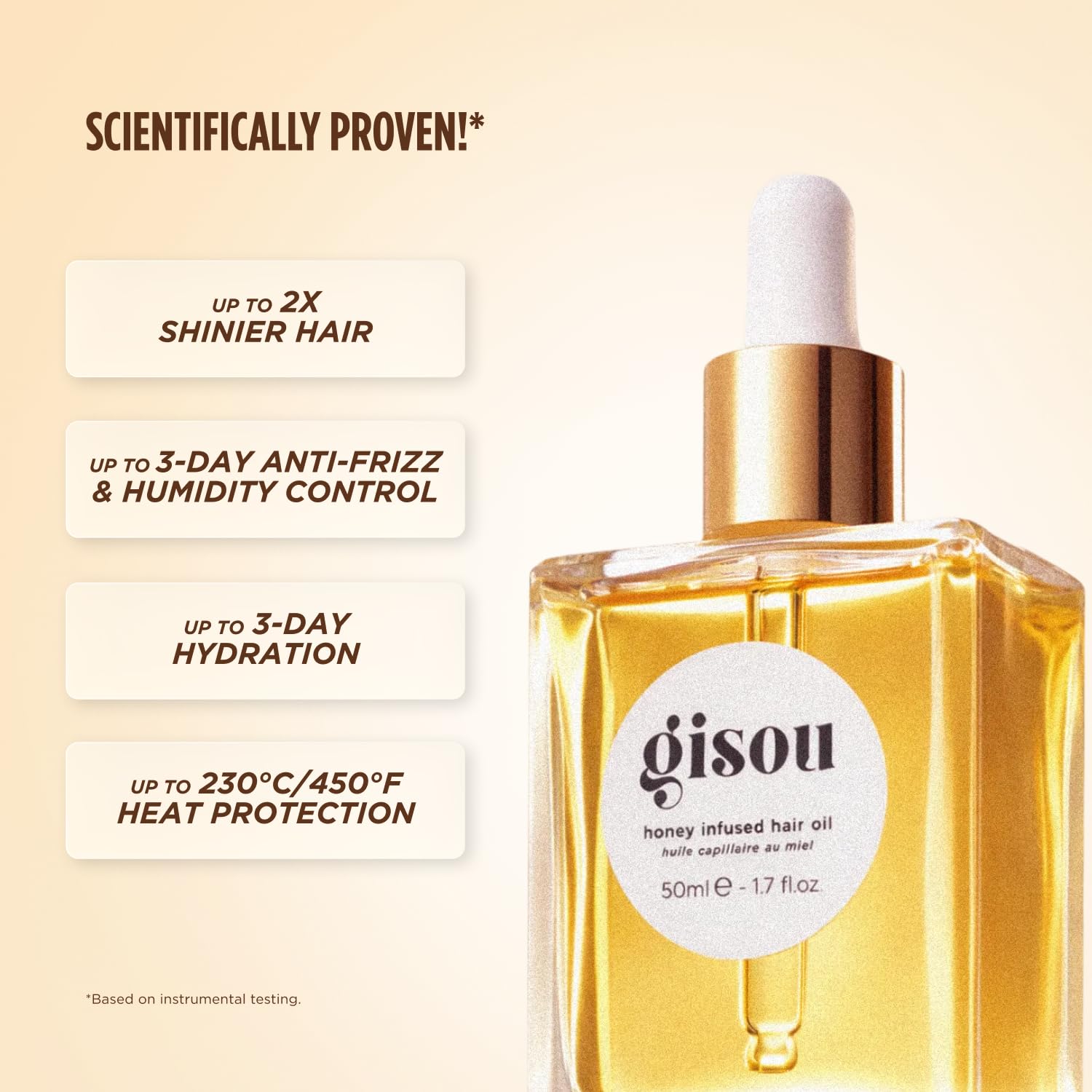 Gisou Honey Infused Hair Oil Mini - Hydrating & Frizz Control Luxury Treatment with Mirsalehi Honey, Adds Shine & Heat Protectant, Color Safe for All Hair Types, 0.7 Fl Oz