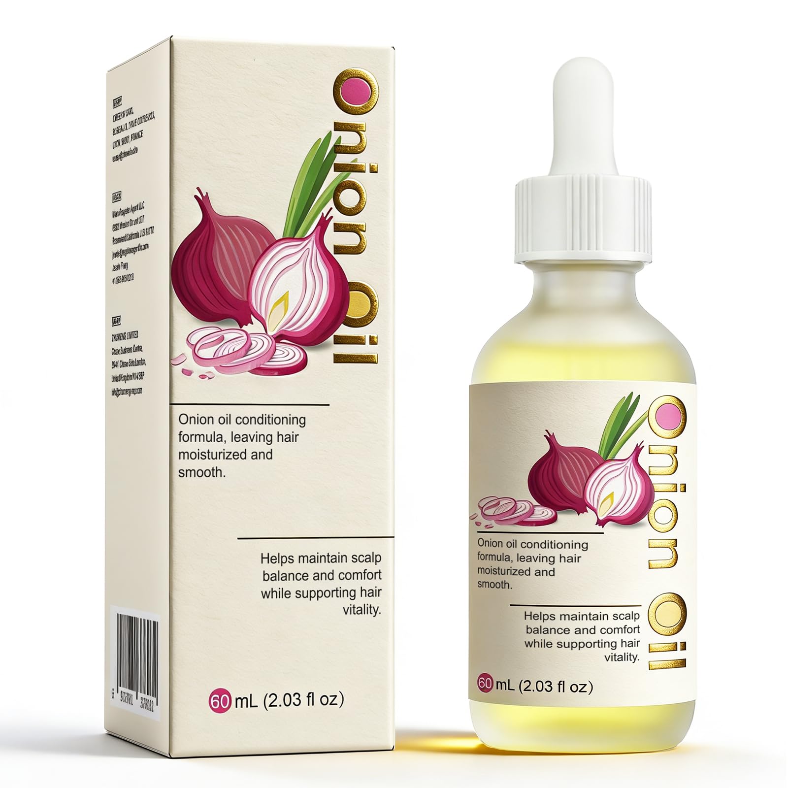 SKSOYT Onion Oil for Hair & Scalp, Natural Onion Oil Blend with Coconut, Almond, Jojoba & Rosemary Extract, Nourishing Scalp Oil for Thinning-Looking Hair, Daily Care for All Hair Types, 60 ml
