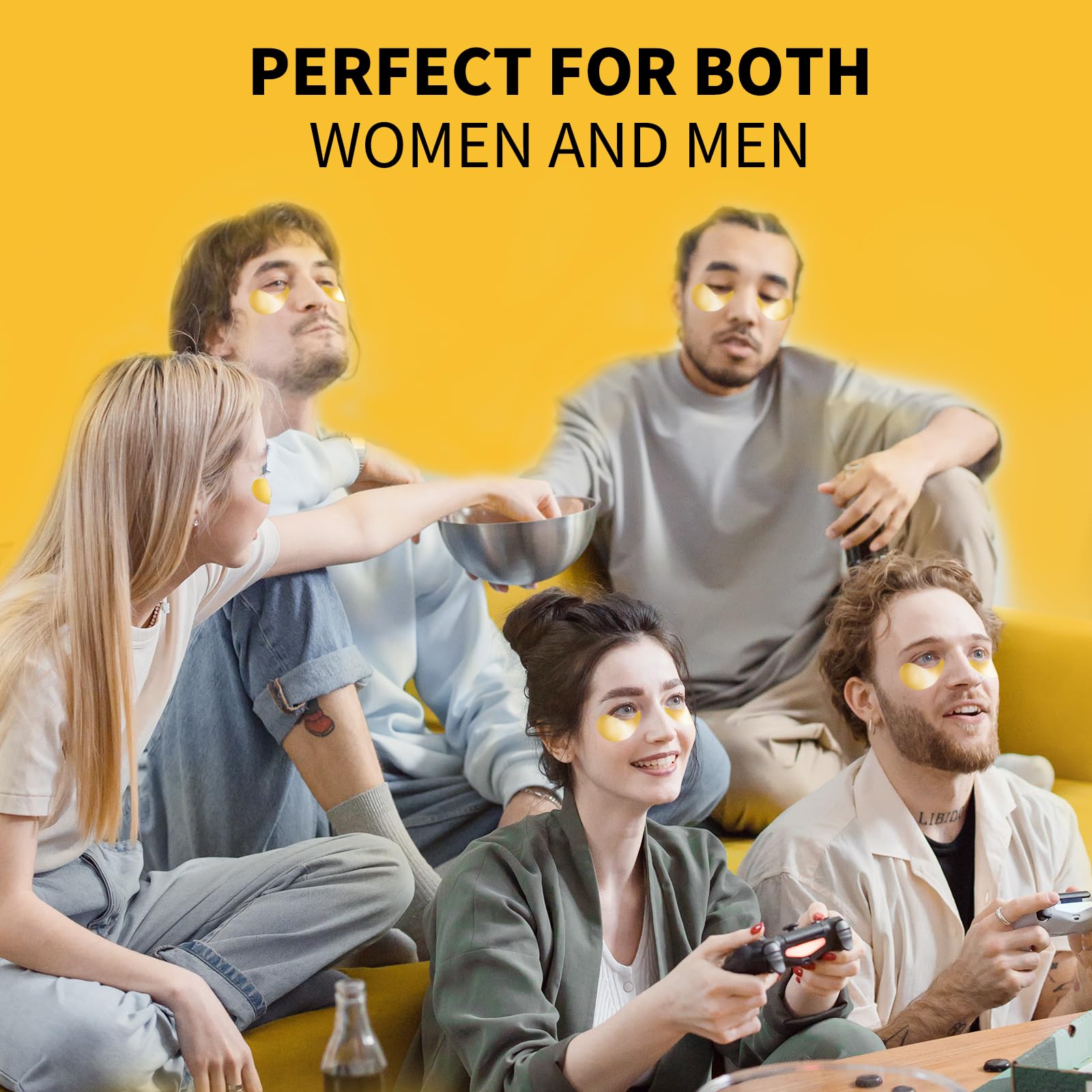 24K Gold Eye Masks (70 PCS) - Under Eye Patches with Collagen, Caffeine & Peptides for Dark Circles & Puffiness