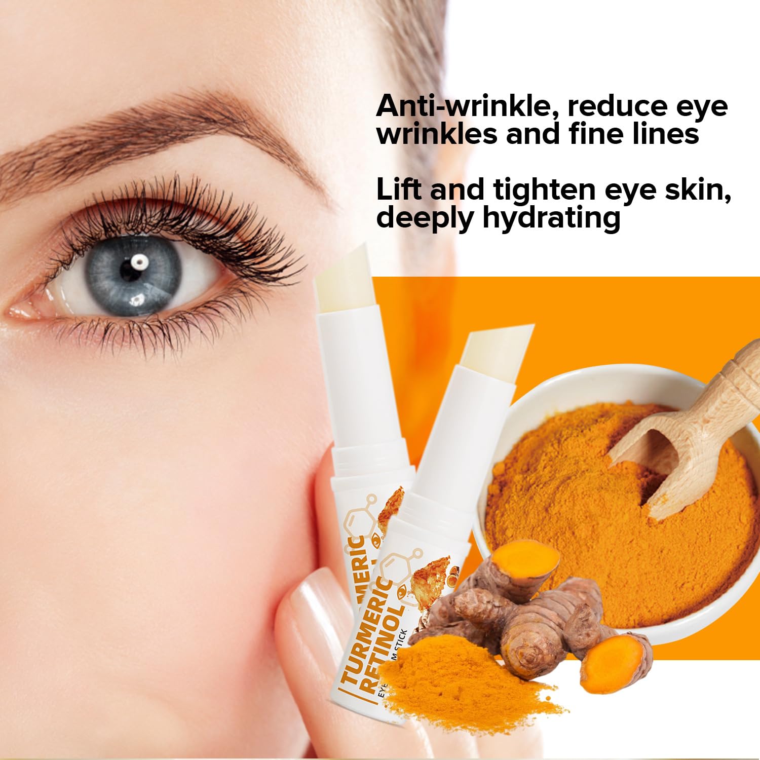 Turmeric Retinol Eye Stick - LumiBalm Under Eye Cream for Dark Circles & Puffiness - Anti-Aging Eye Balm for Wrinkles & Fine Lines (0.5oz)