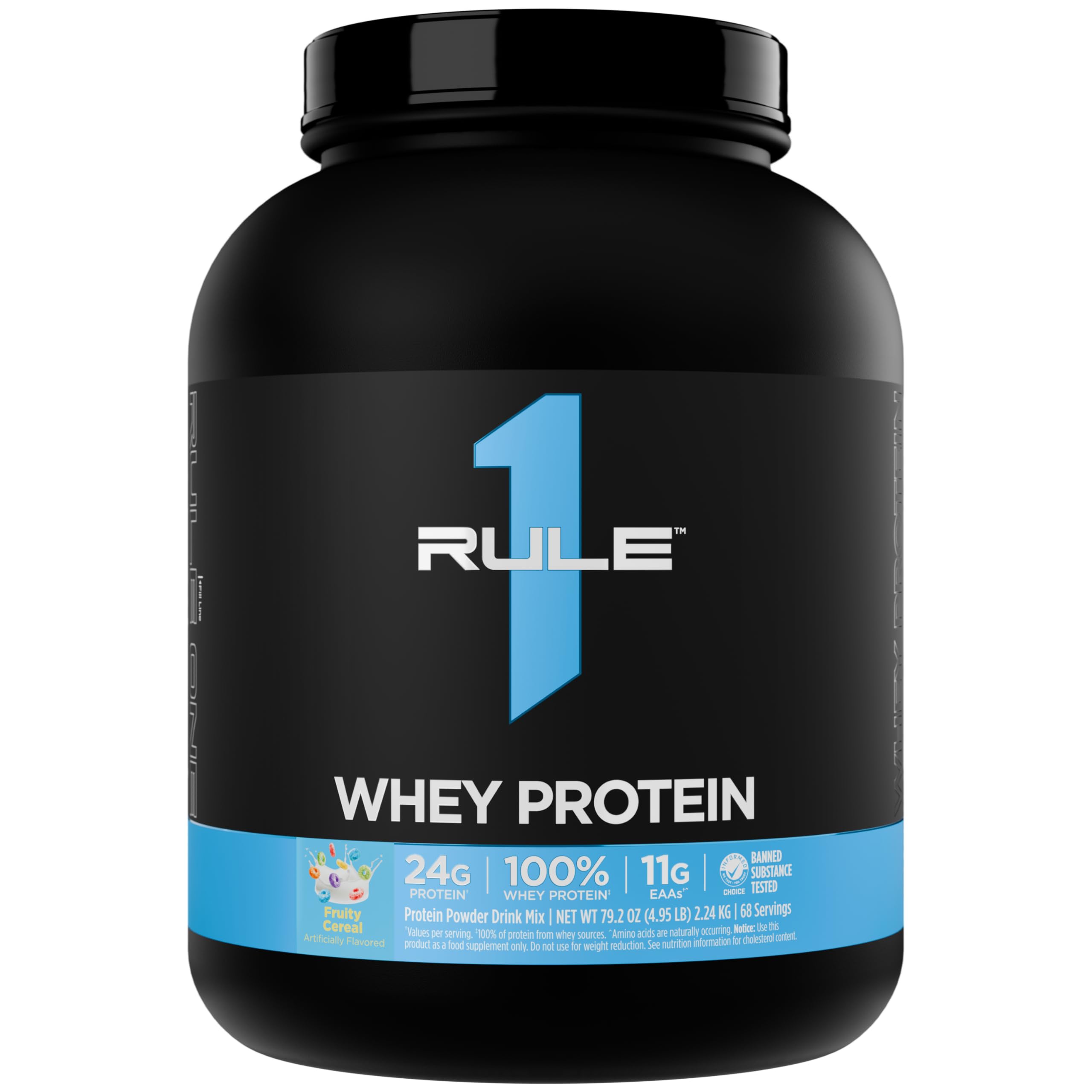 Rule 1 Proteins Whey Protein – 24g Fast-Acting Protein from All-Whey Sources with Naturally Occurring EAAs & BCAAs for Workout Recovery or Anytime Use (5 Pounds, Fruity Cereal)