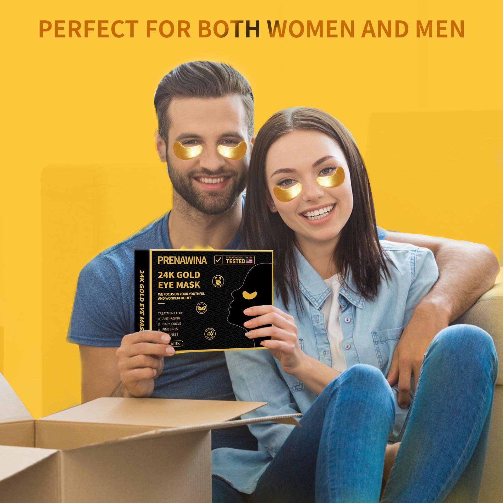 24K Gold Under Eye Patches (30 Pairs) - Luxury Collagen Eye Masks for Puffy Eyes, Dark Circles & Eye Bags Treatment