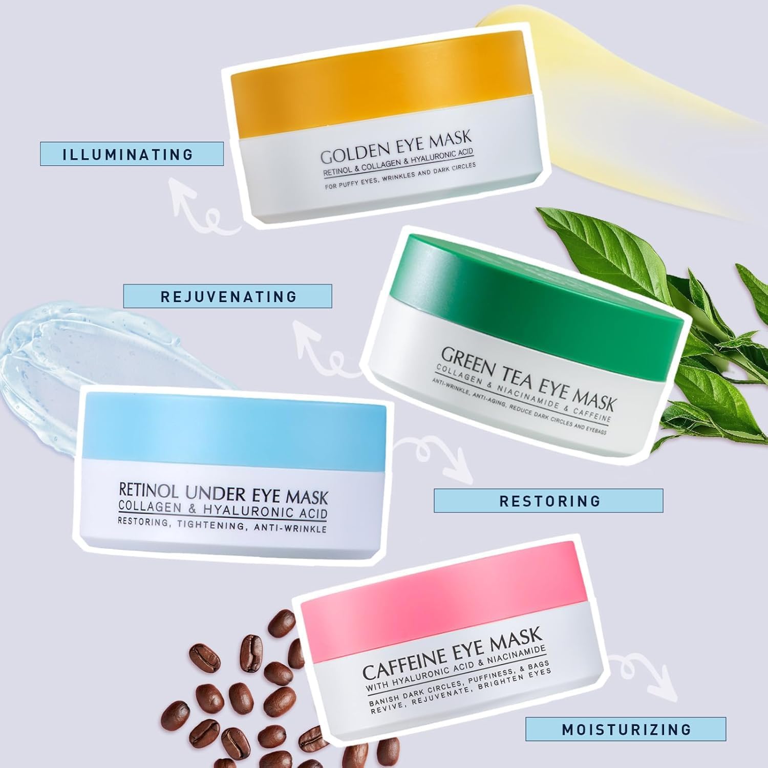 Under Eye Patches Kit - 120 Pcs Retinol & Golden Gel (2 Pack)