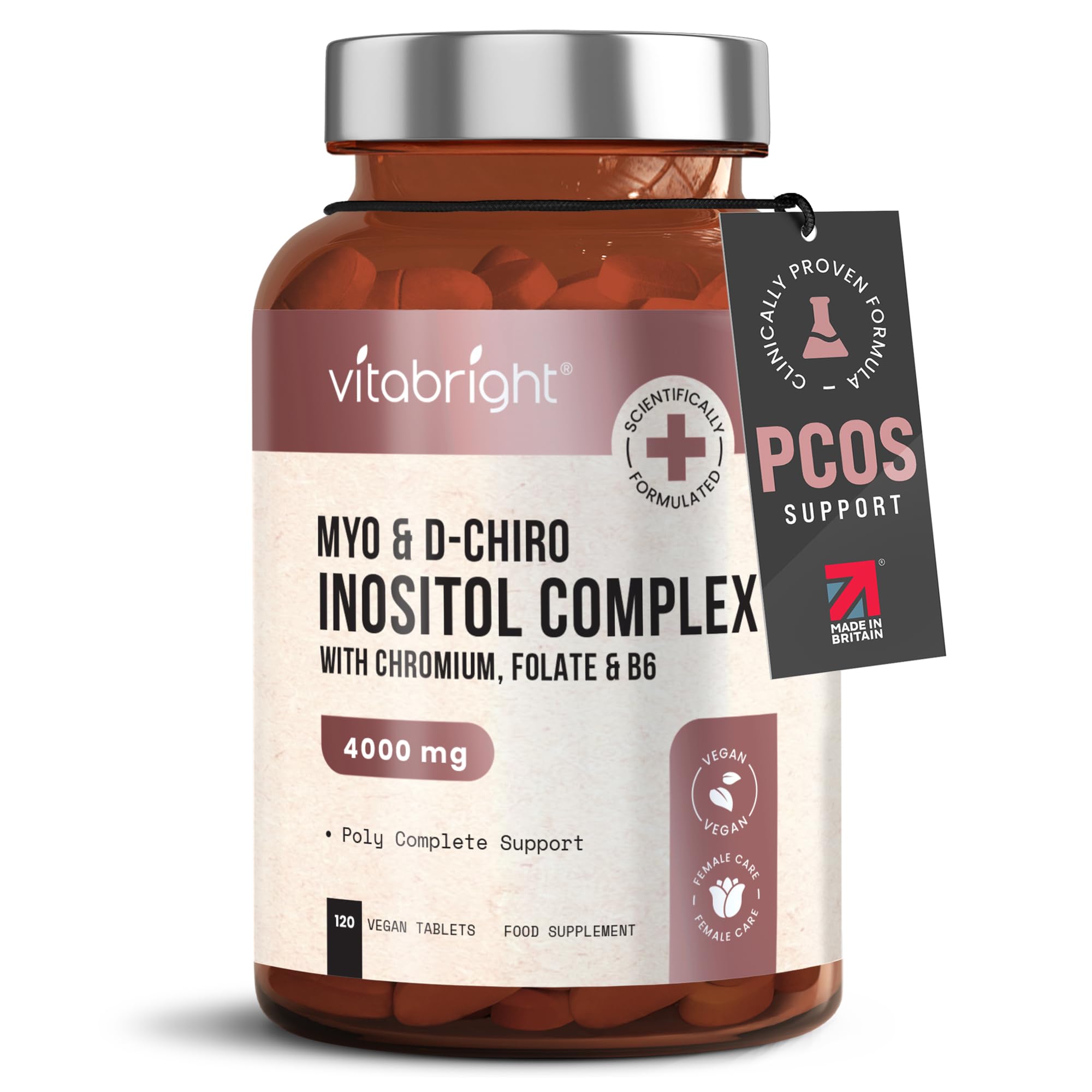 Myo and D-Chiro Inositol Complex - 4000mg per 4 Tablets - 120 Tablets (30 Day Supply)