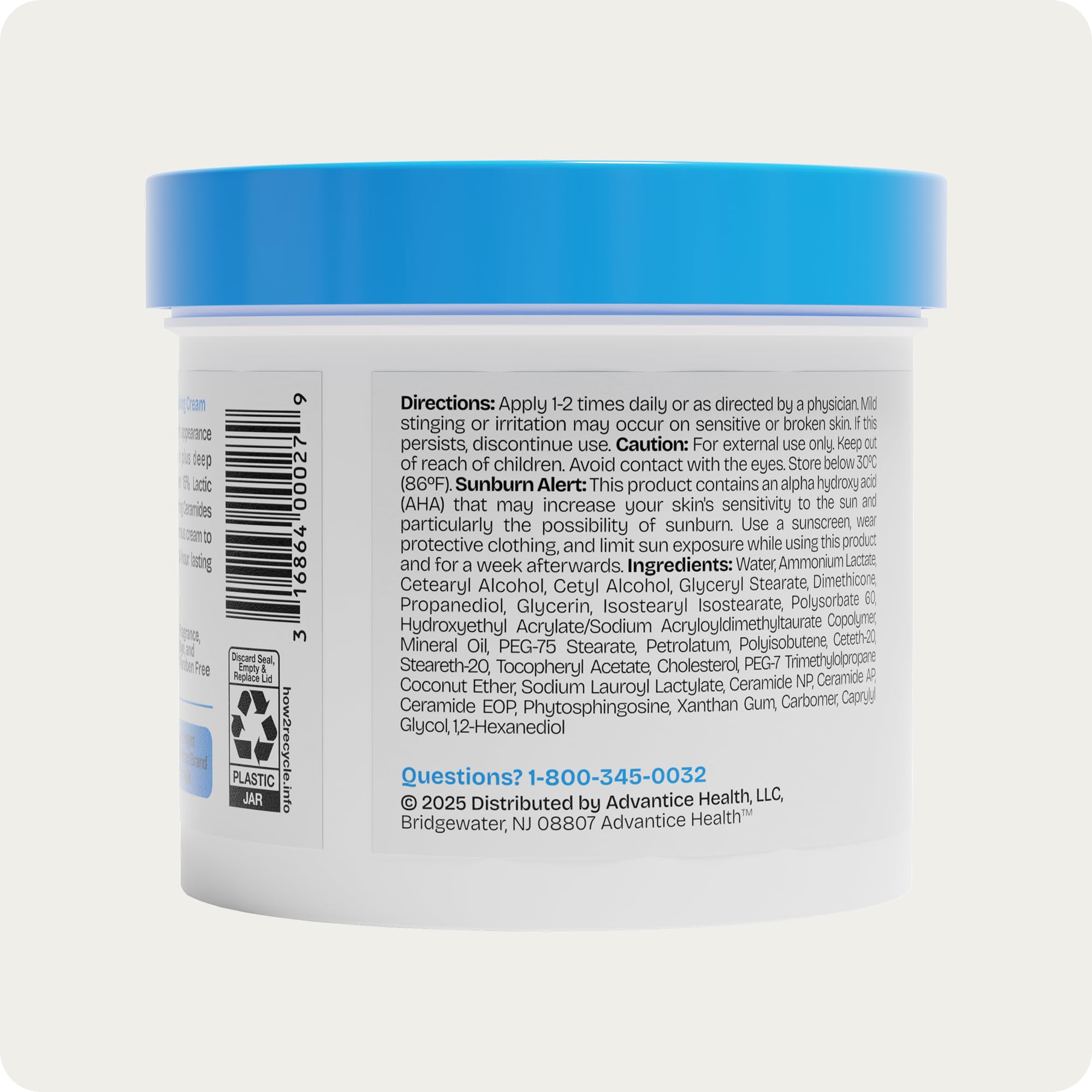 AmLactin Intensive Healing 15% Lactic Acid Body Cream 12 oz for Extremely Dry Skin
