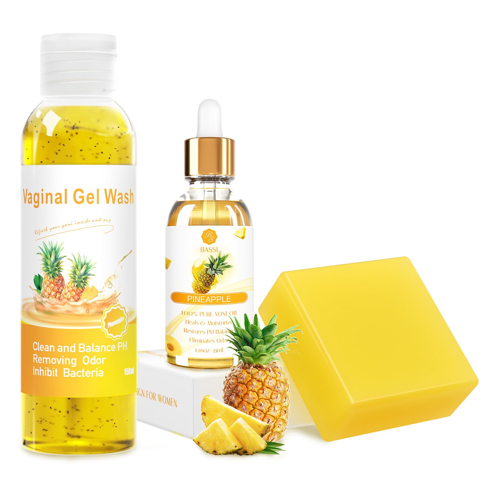 Feminine Wash & Yoni Oil & Yoni Soap Set for Women, Yoni Wash for Vaginal Ph Balance Remove Odor