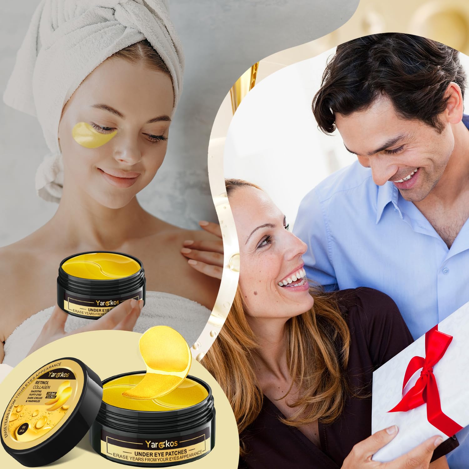 24K Gold Collagen Under Eye Patches - Luxury Rejuvenation (60 Pcs)