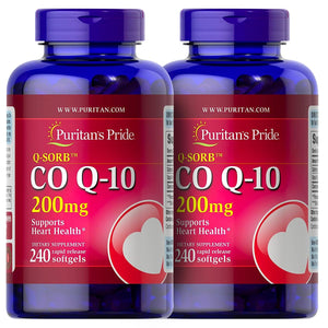Puritan's Pride QSORB CoQ10 200 mg, Supports Heart Health (2 Pack of 240 softgels) 