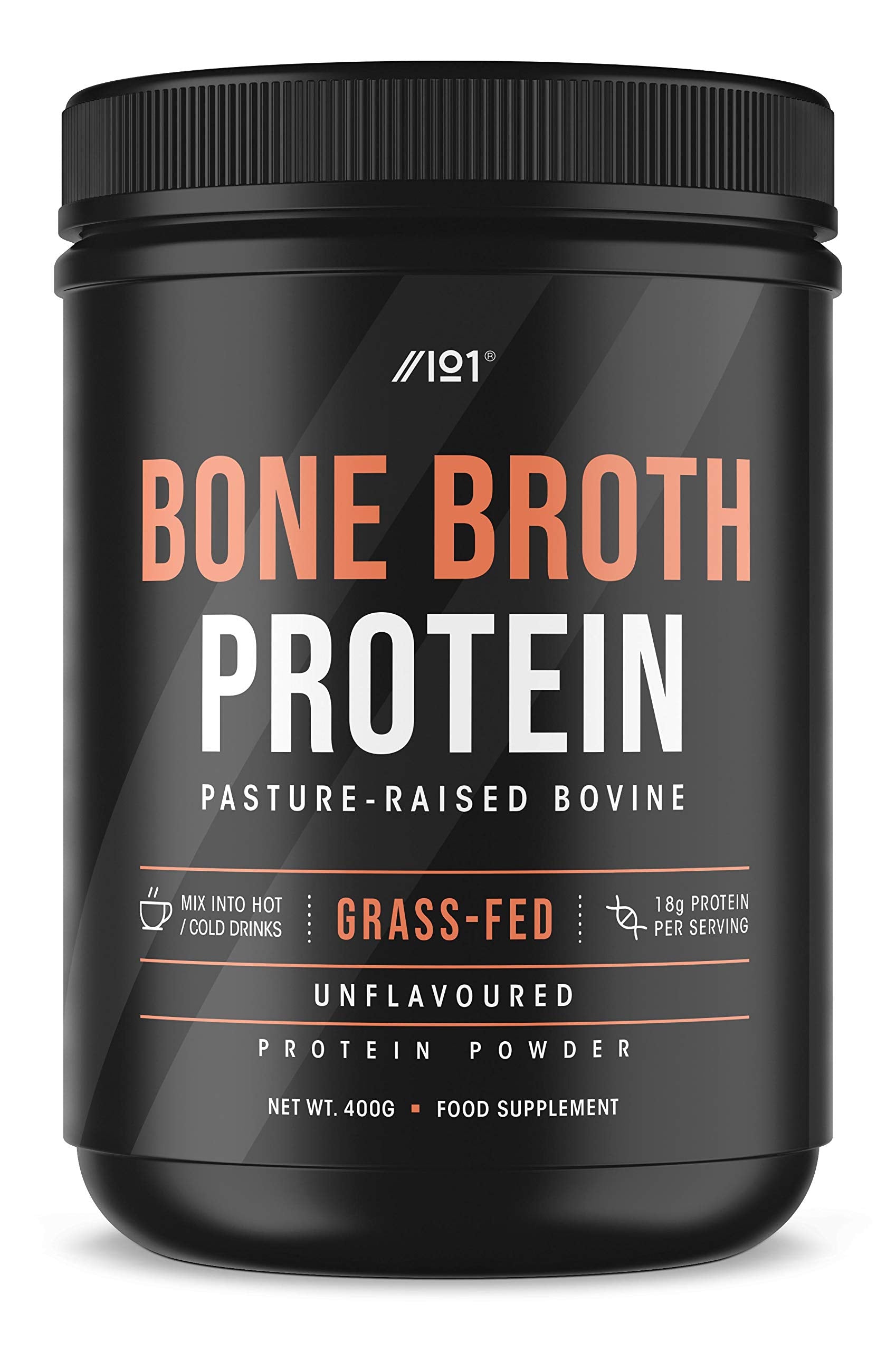 Bone Broth Beef Protein Powder - 400g - Unflavoured - 100% Grass-Fed & Pasture Raised Beef 