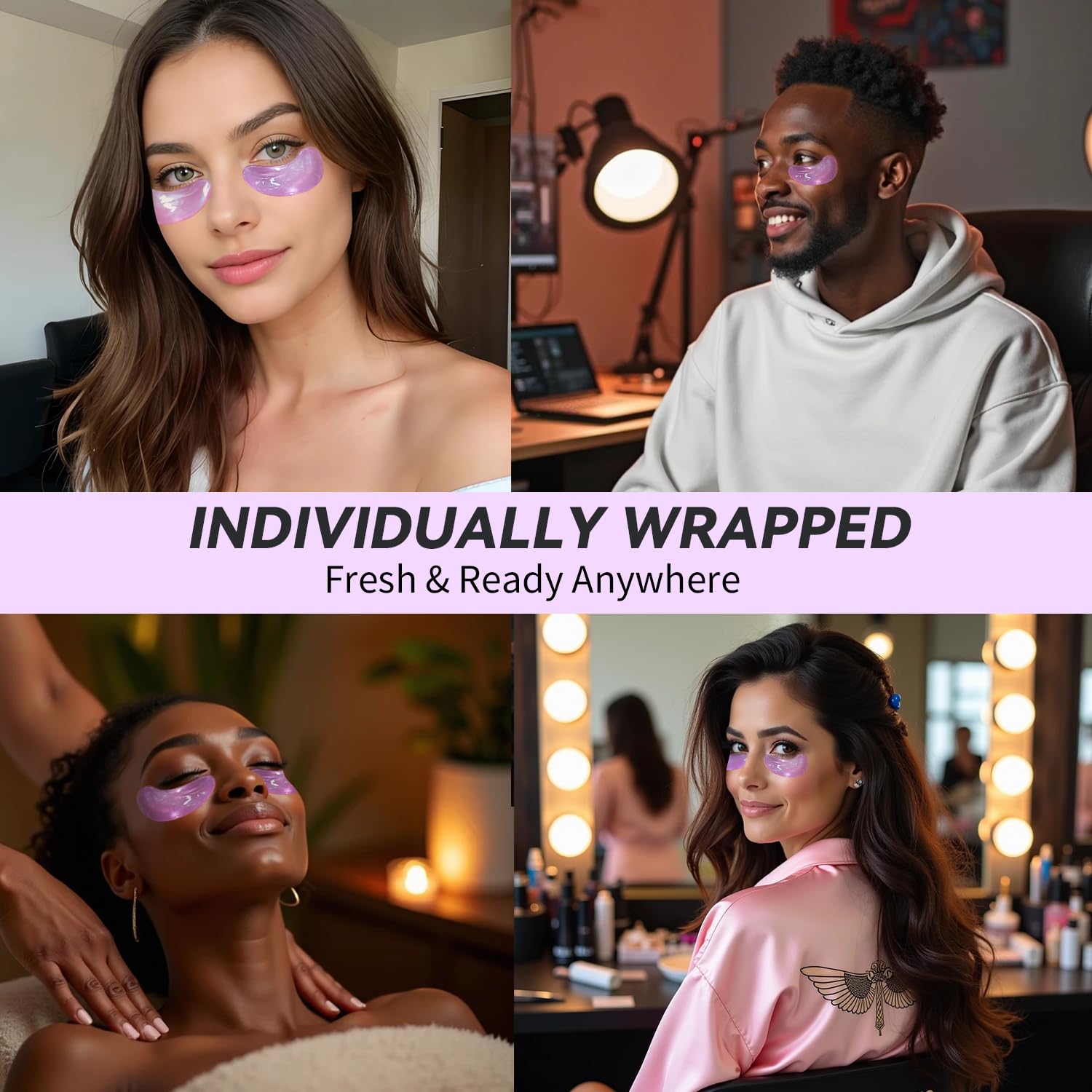 Maskiss Retinol Under Eye Patches (24 Pairs) - Firming Purple Eye Mask for Wrinkles, Dark Circles & Fine Lines