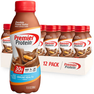 Premier Protein Shake, Chocolate Peanut Butter Liquid, 30g Protein, 1g Sugar, 24 Vitamins 