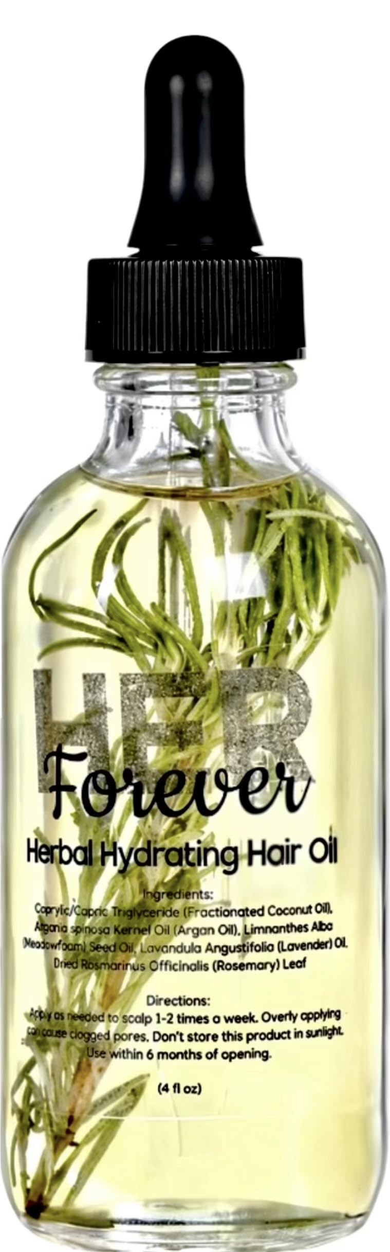 Forever Her Herbal Hydrating Hair Oil for All HER Hair Types – Rosemary, Lavender & Argan Oil for Dry Hair, Scalp Care & Edges, 4 fl oz