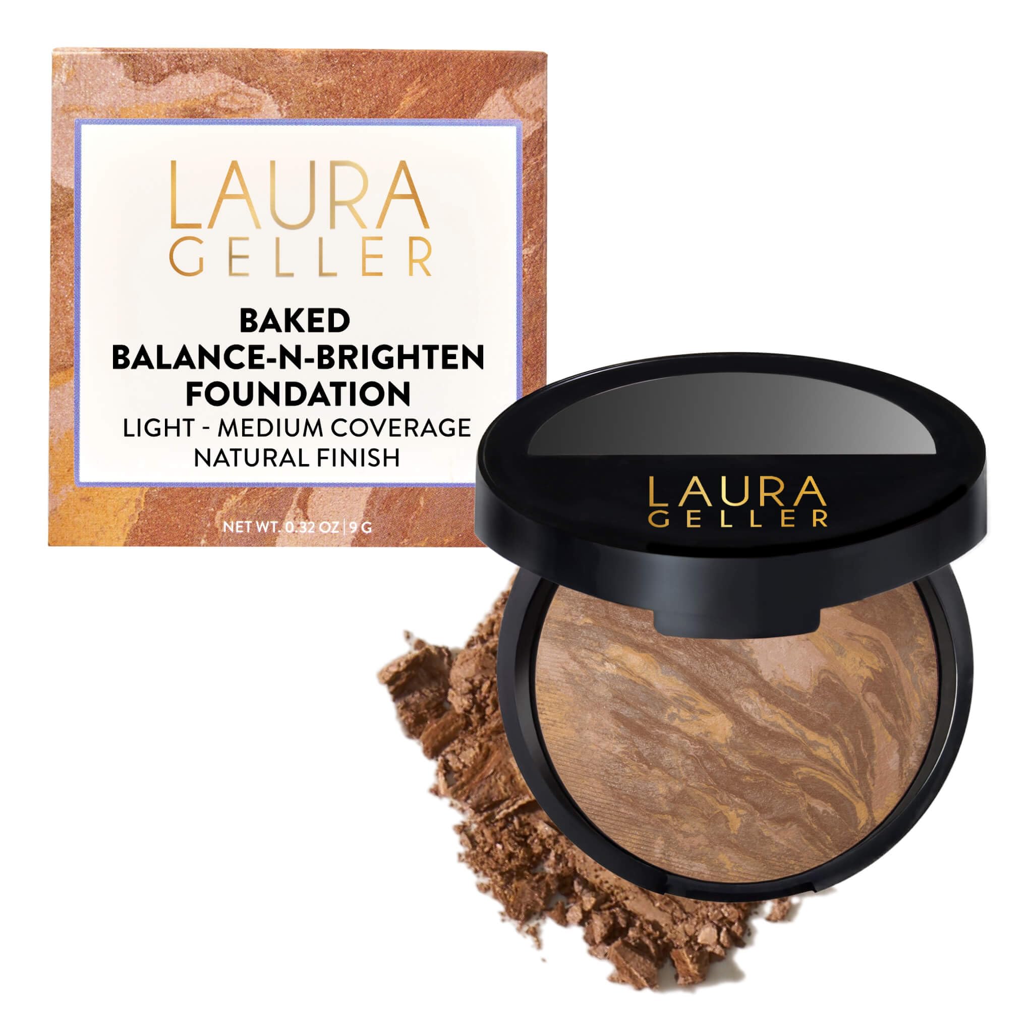 LAURA GELLER NEW YORK Award-Winning Baked Balance-n-Brighten Color Correcting Powder Foundation – Handmade in Italy – Buildable Coverage, Matte Finish – For Mature & Sensitive Skin – 07 Tan