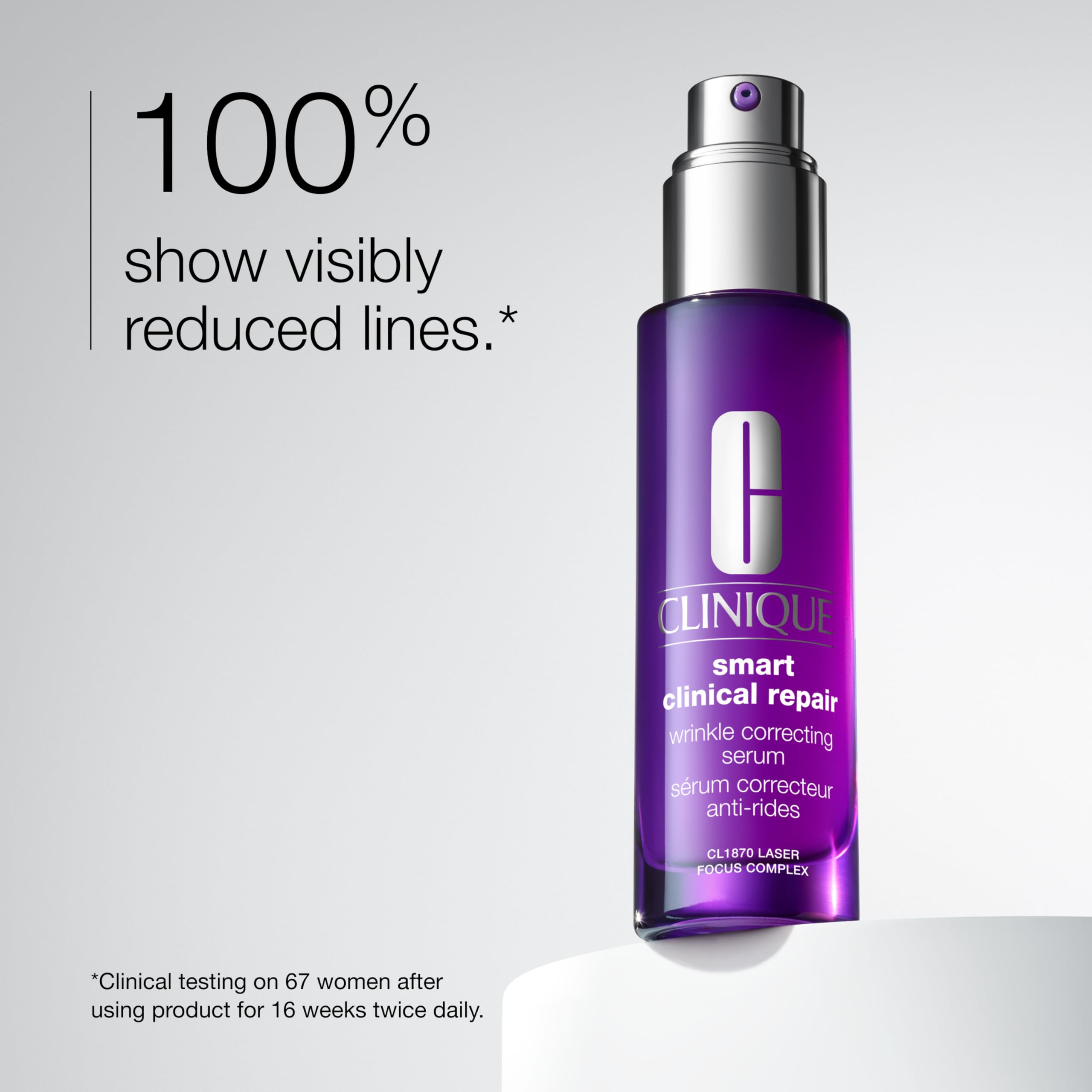 Clinique Smart Clinical Repair Wrinkle Correcting Anti Aging Face Serum With Hyaluronic Acid, Peptides + Advanced Retinoid Serum For All Skin Types | Hydrating, 3.4 Fl Oz