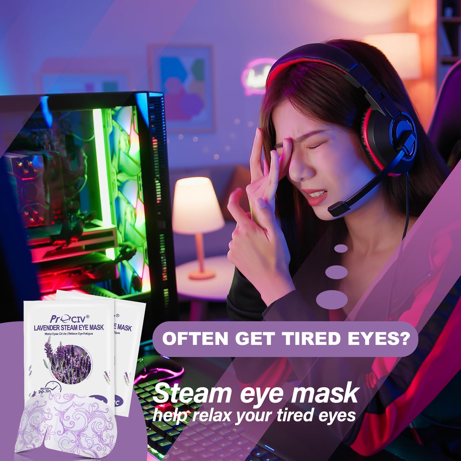 16 Packs Disposable Steam Eye Masks - Self-Heated Warm Compress for Dry Eyes