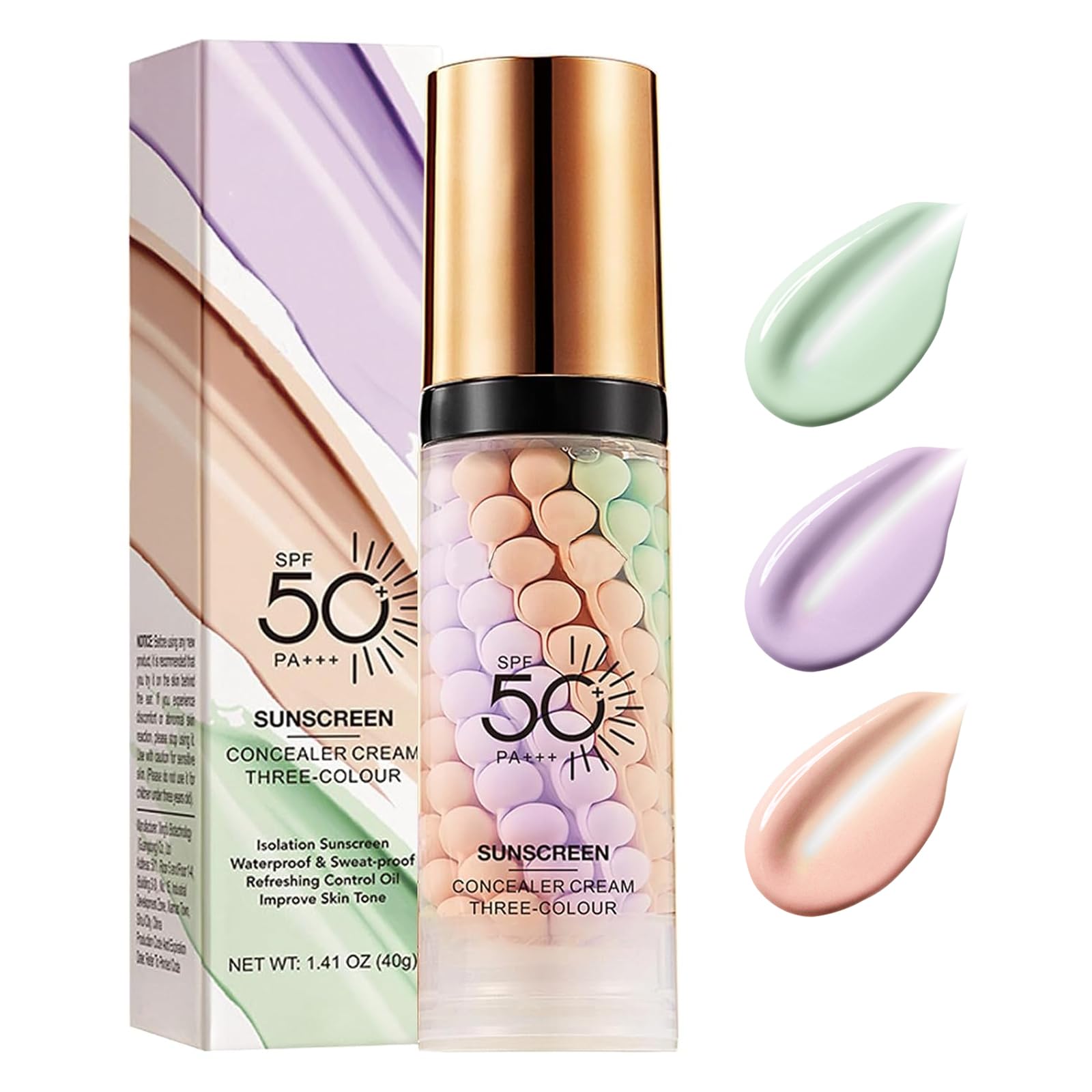 3 In 1 Primer for Face Before Makeup, SPF 50,Sunscreen Isolation Cream Face Tinted Moisturizer, One Step Color Corrector, Makeup Primer Oil Control & Concealer Skin Tone Correcting,Radiance Skin