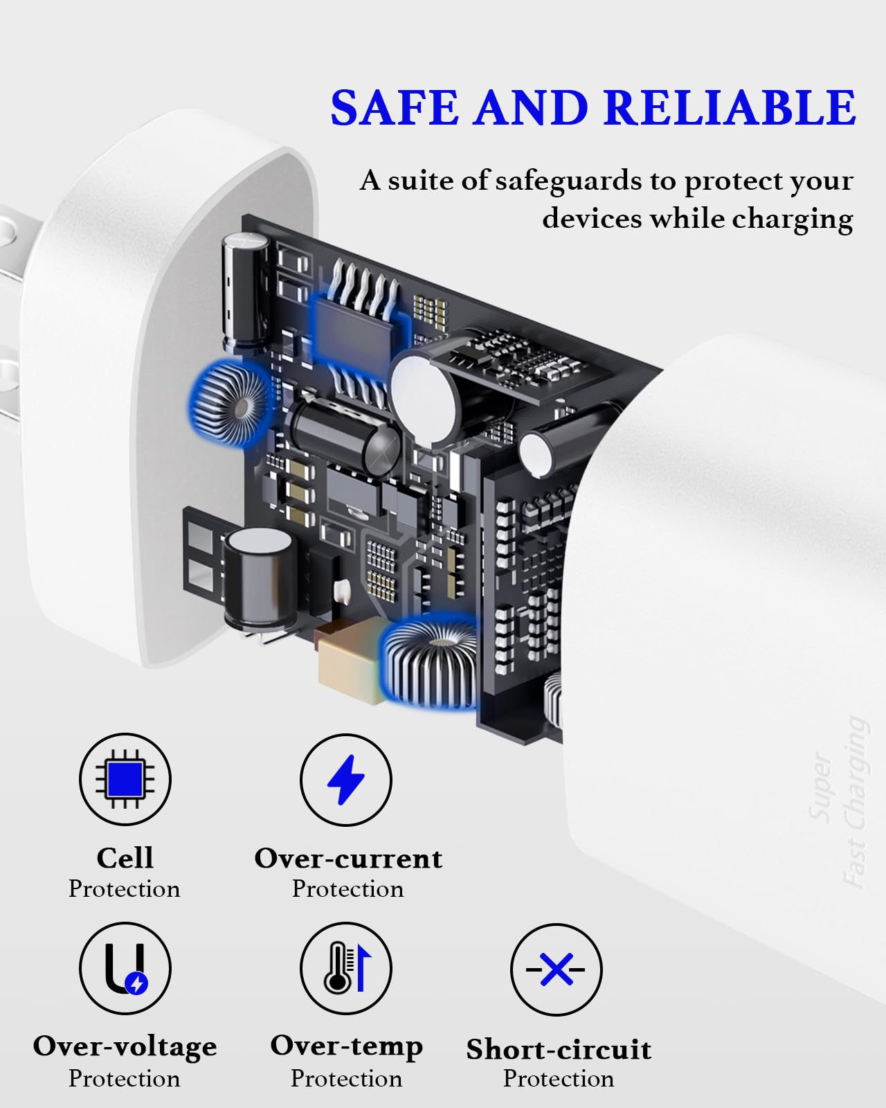 25W Type C Charger Fast Charging 10 ft, USB C Charger Block & Android Phone Chargers Cord 10 Foot for Galaxy S25 Ultra/S25/S25+/S24 Ultra/S24/S24+/S23/S22 Ultra-White