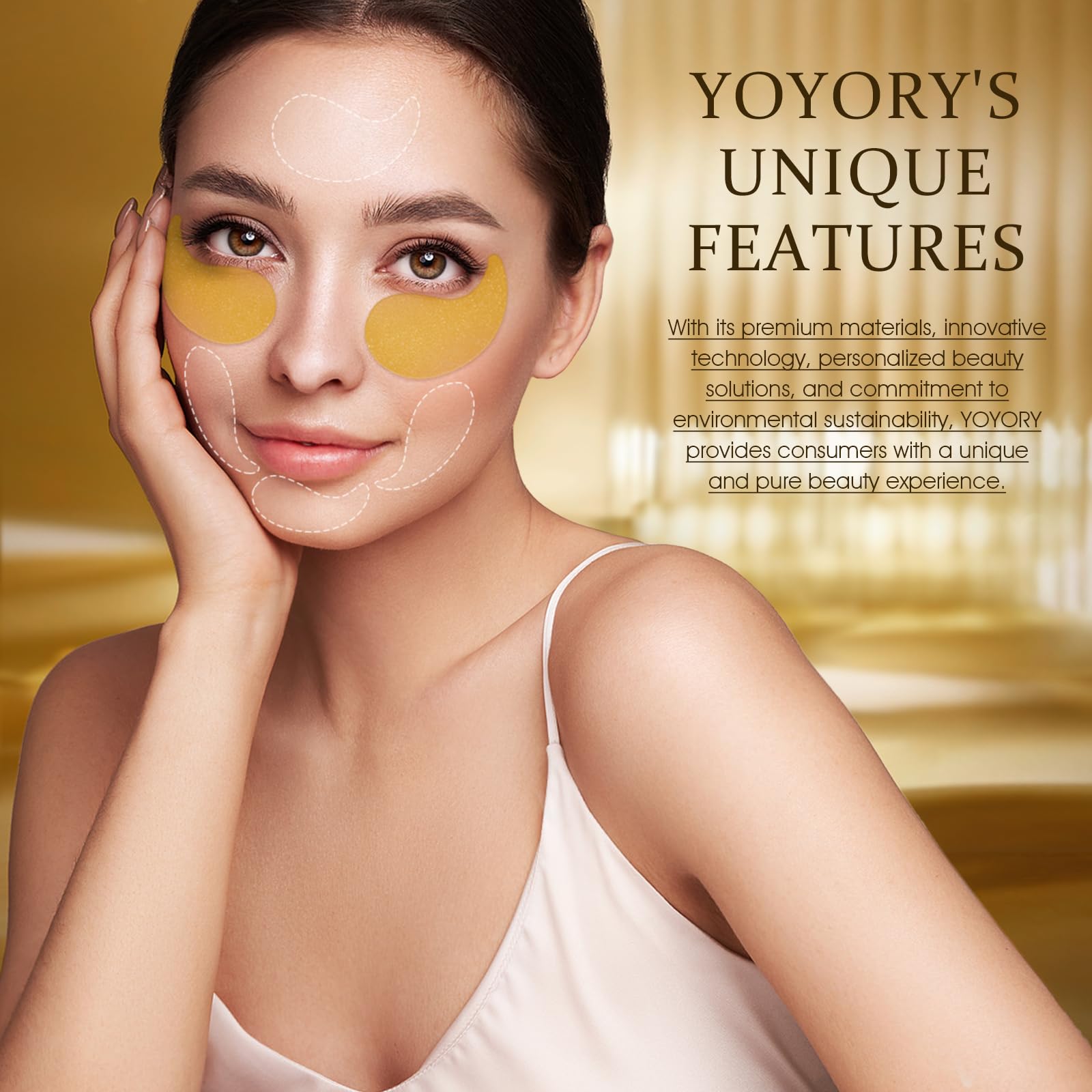 YOYORY 24K Gold Under Eye Patches - Anti-Aging Treatment for Dark Circles, Puffy Eyes & Wrinkles - Collagen & Hyaluronic Acid (60 Pcs)