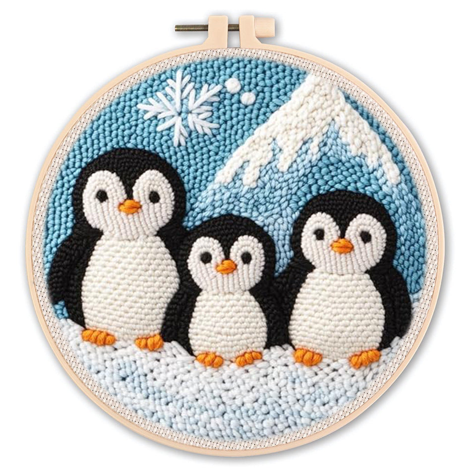Punch Needle Embroidery Kit DIY Cross Pattern Craft Set 20cm Beginner Kit