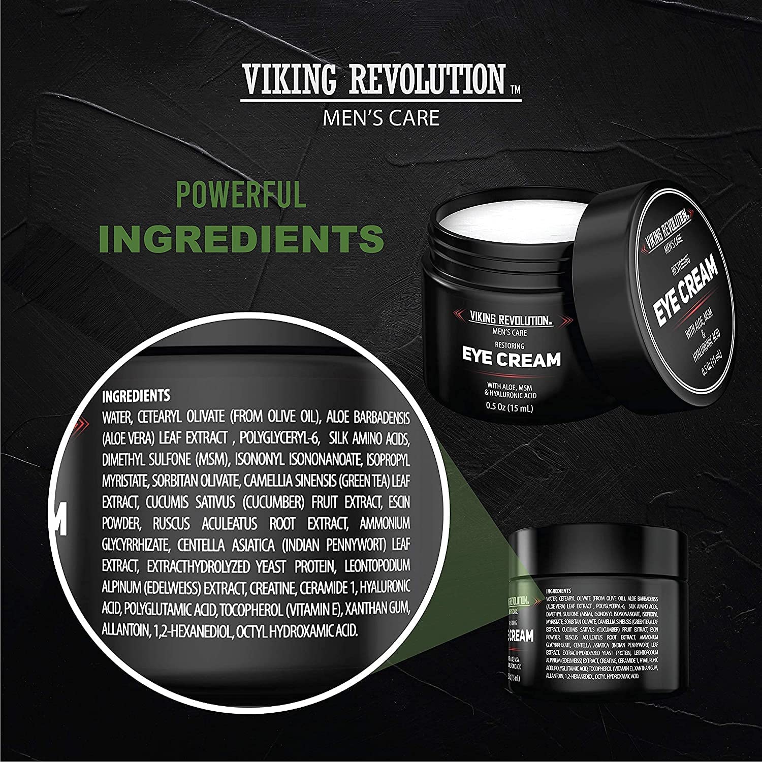 Viking Revolution Natural Eye Cream for Men - Anti-Aging (Pack of 2)