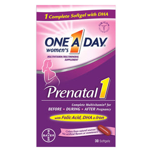 One-A-Day Prenatal 1 with DHA & Folic Acid Softgels, 30 ea (Pack of 6)