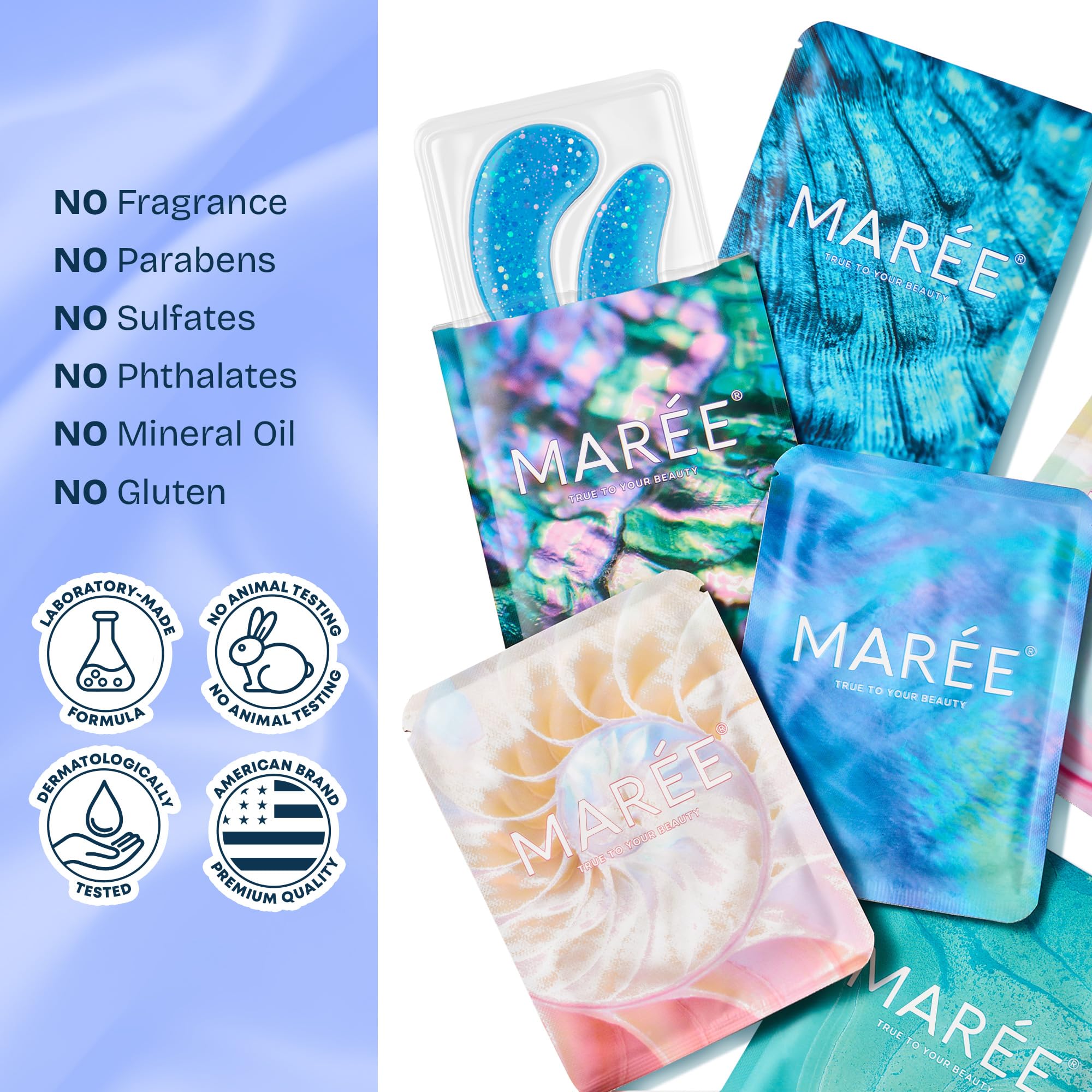 MAREE Under Eye Patches (12 Pairs) - Collagen & Hyaluronic Acid for Puffy Eyes