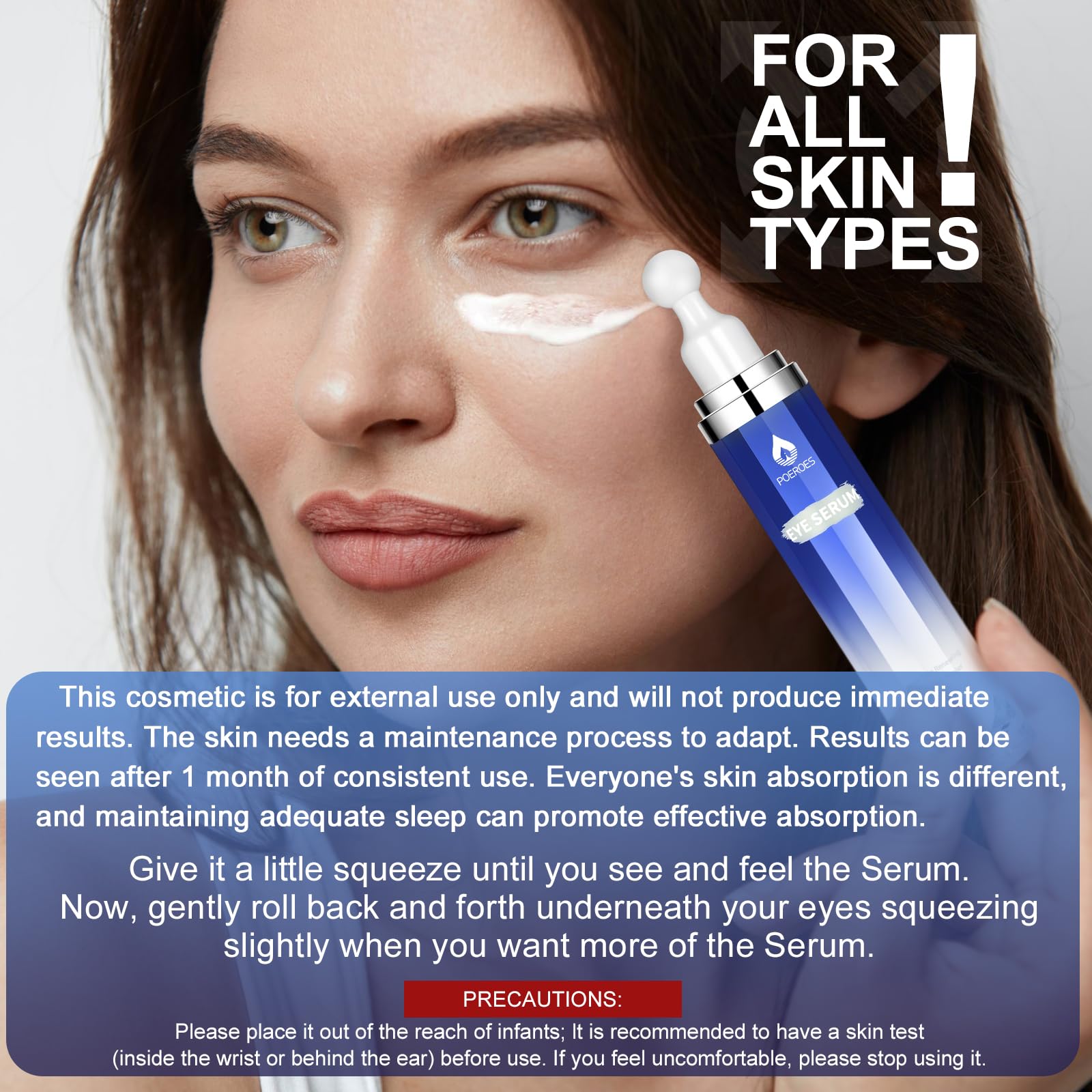 High-Potency Eye Serum (0.5 fl. oz) - 8% Caffeine & 8% Retinol with Hyaluronic Acid, Niacinamide & Peptides - 360° Roller Massage Ball for Puffy Eyes & Dark Circles
