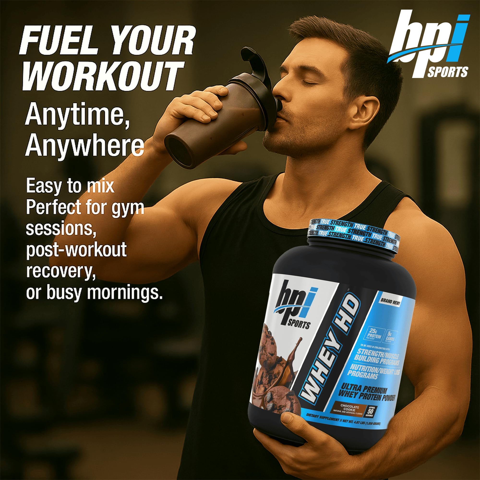 BPI Sports Whey HD Ultra Premium Protein Powder Isolate | Workout Whey Protein Powder For Men & Women for Muscle Gain | Milk Protein Concentrates | Chocolate Cookie/ Vanilla Caramel, 4.07 Pound