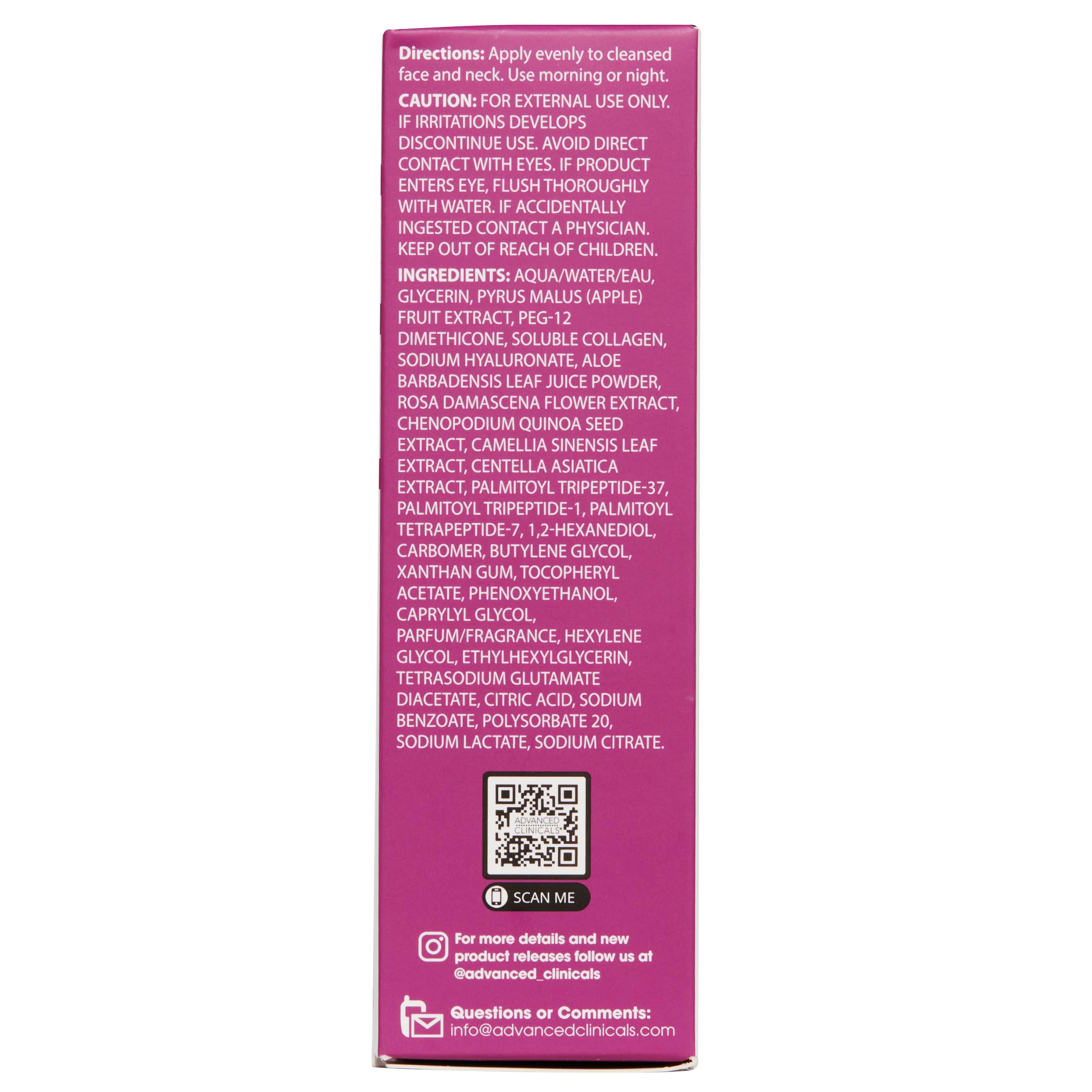 Advanced Clinicals Multi Peptides Serum – Collagen Support & Hydration (52ml x 2)