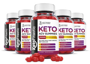 Justified Laboratories (5 Pack) Ketofitastic Keto Gummies 1000MG ACV with Pomegranate 