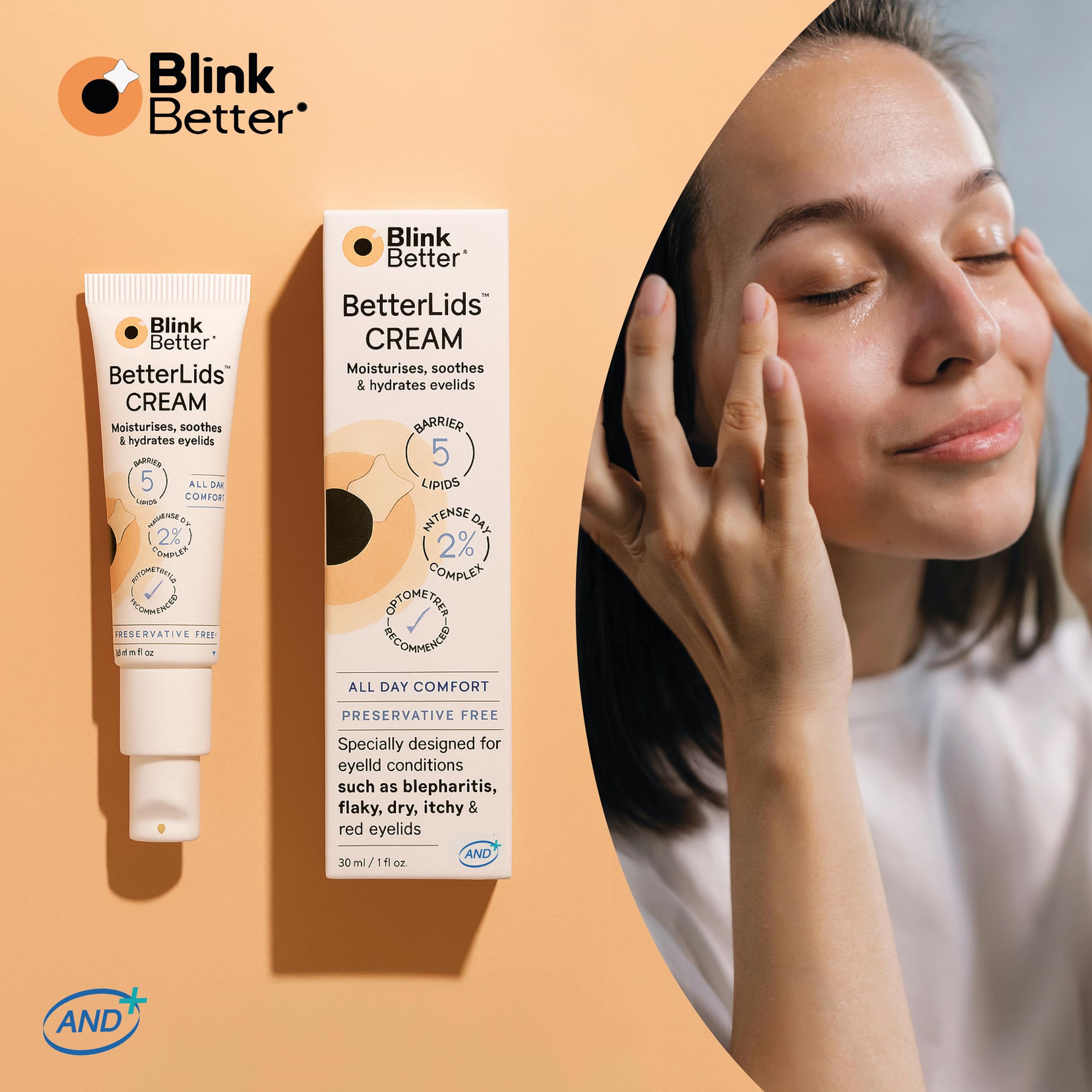 BlinkBetter BetterLids Restore Eyelid Cream - Hydrating Barrier Support for Dry, Red & Sensitive Eyelids - 3% Oat & Ceramides (1 fl oz.)