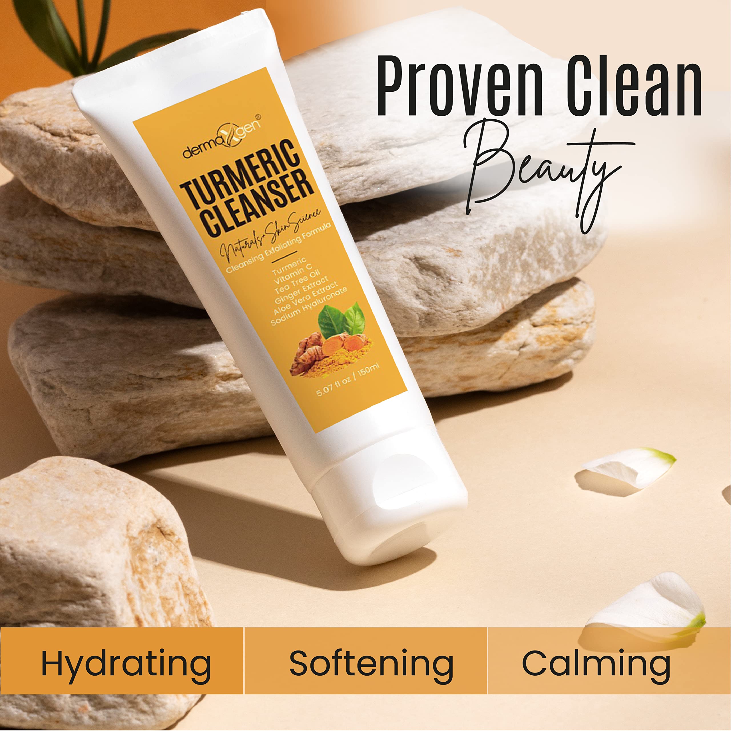 DERMAXGEN Turmeric Facial Cleanser - Natural Anti-Aging Exfoliating Face Wash for Acne Scars & Dark Spots (5 oz)