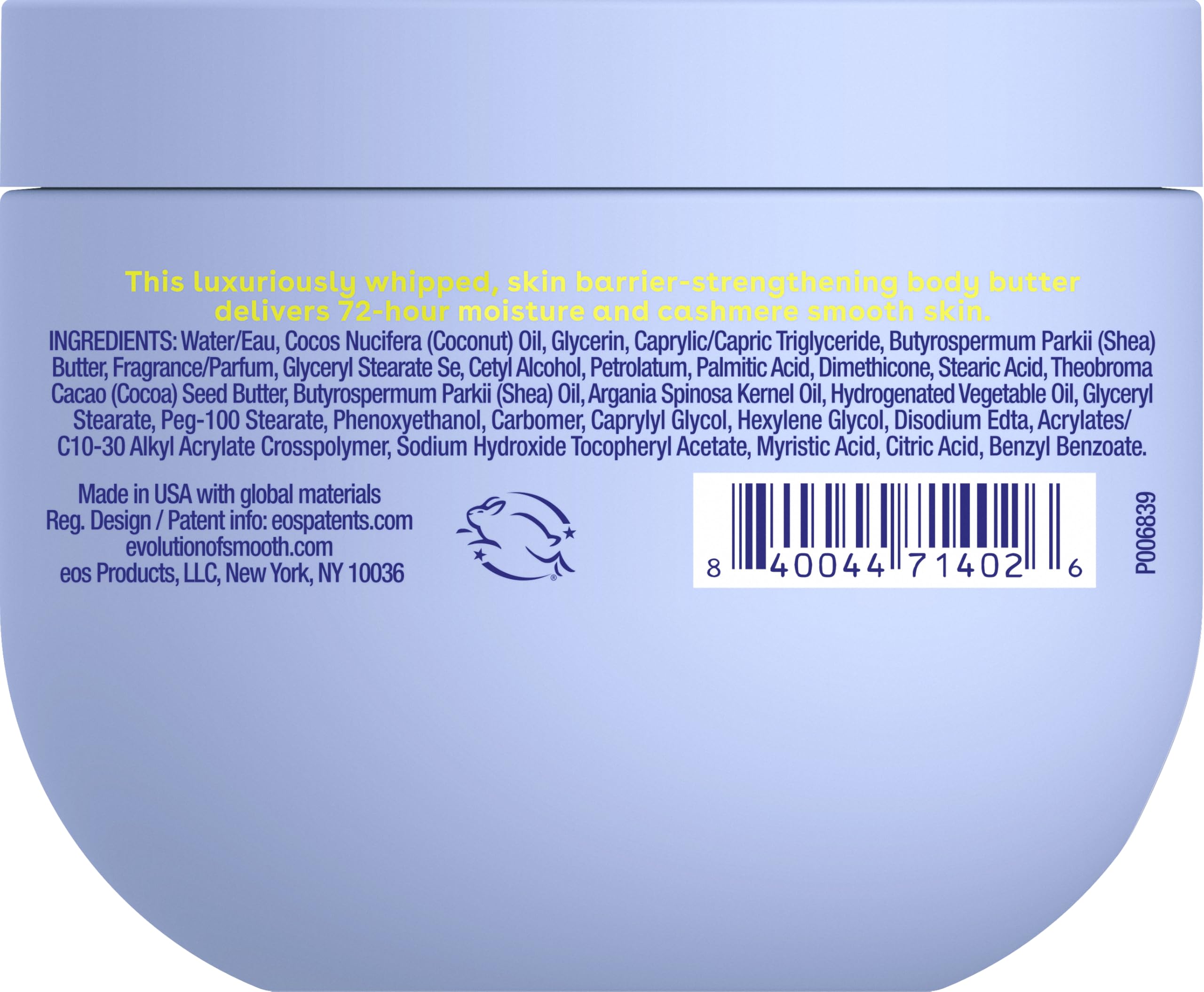 eos Cashmere Whipped Oil Body Butter Vanilla Cashmere 10 oz, 72 Hour Moisture