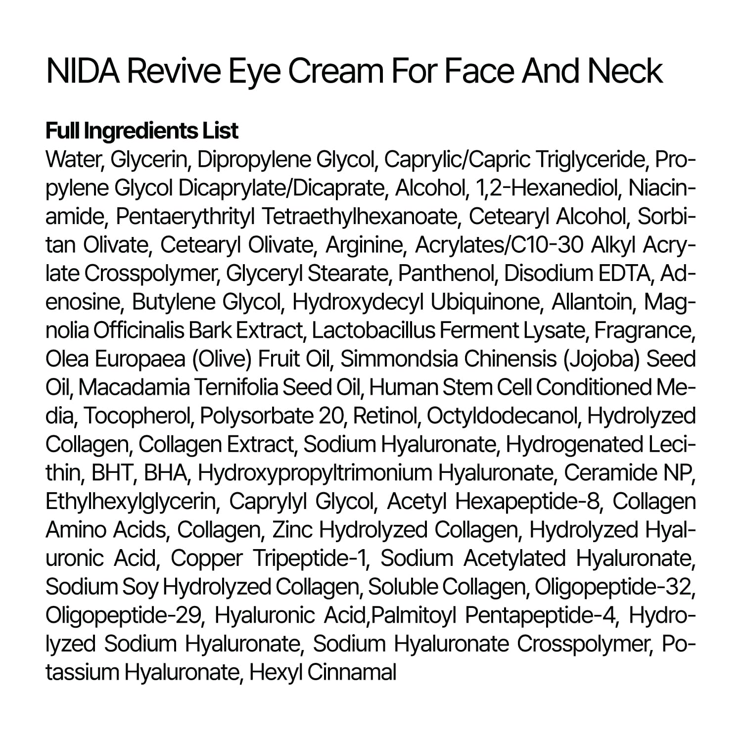 NIDA Revive Eye Cream for Face & Neck - Probiotic, Retinal & Peptide Formula for Wrinkles, Firmness & Cell Turnover (1.35 fl. oz / 40ml)